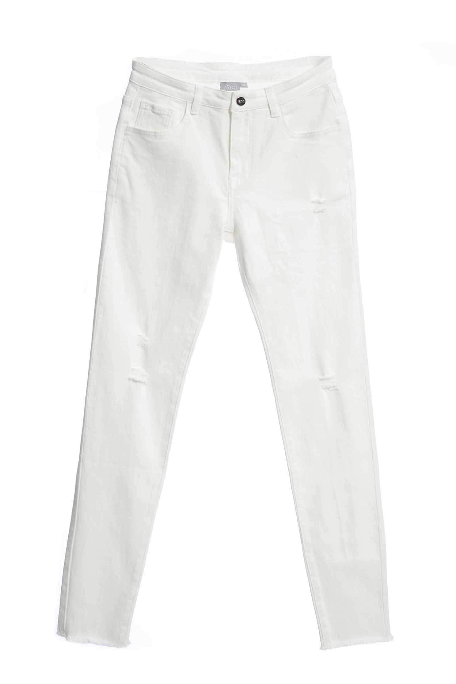 Distress Slim Fit White JeansDistress Slim Fit White Jeans,Season (SS) Look,Denim,Jeans