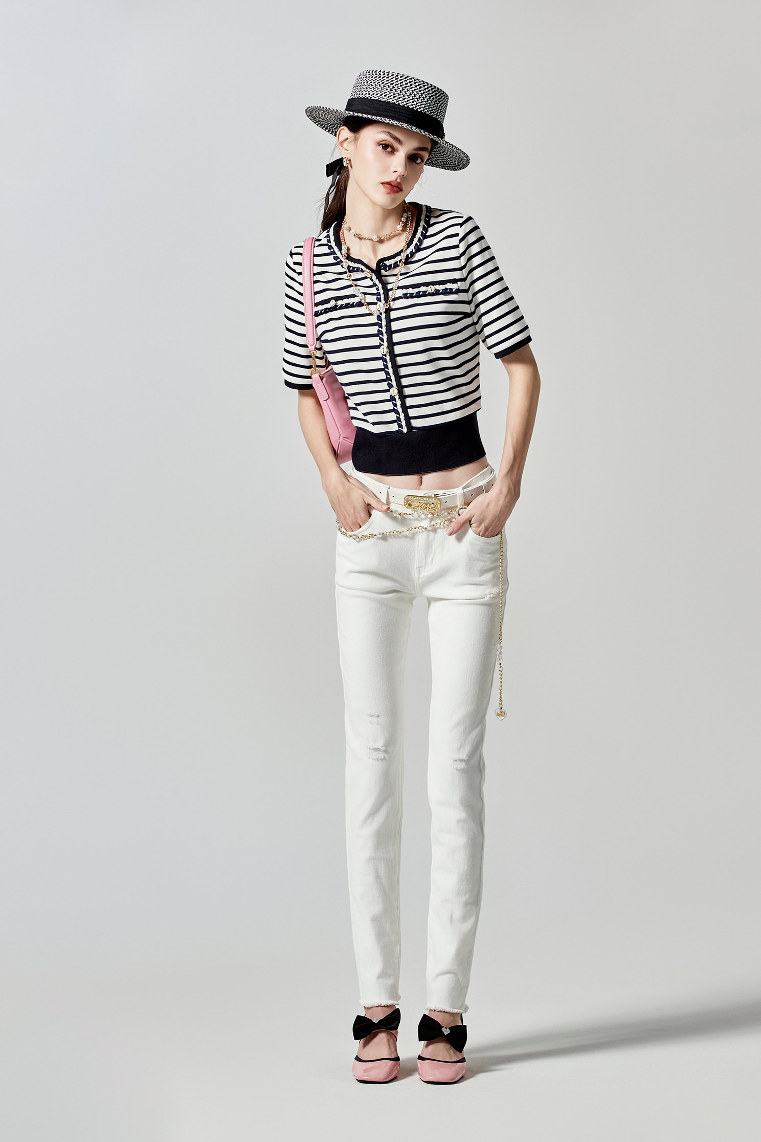 Distress Slim Fit White JeansDistress Slim Fit White Jeans,Season (SS) Look,Denim,Jeans