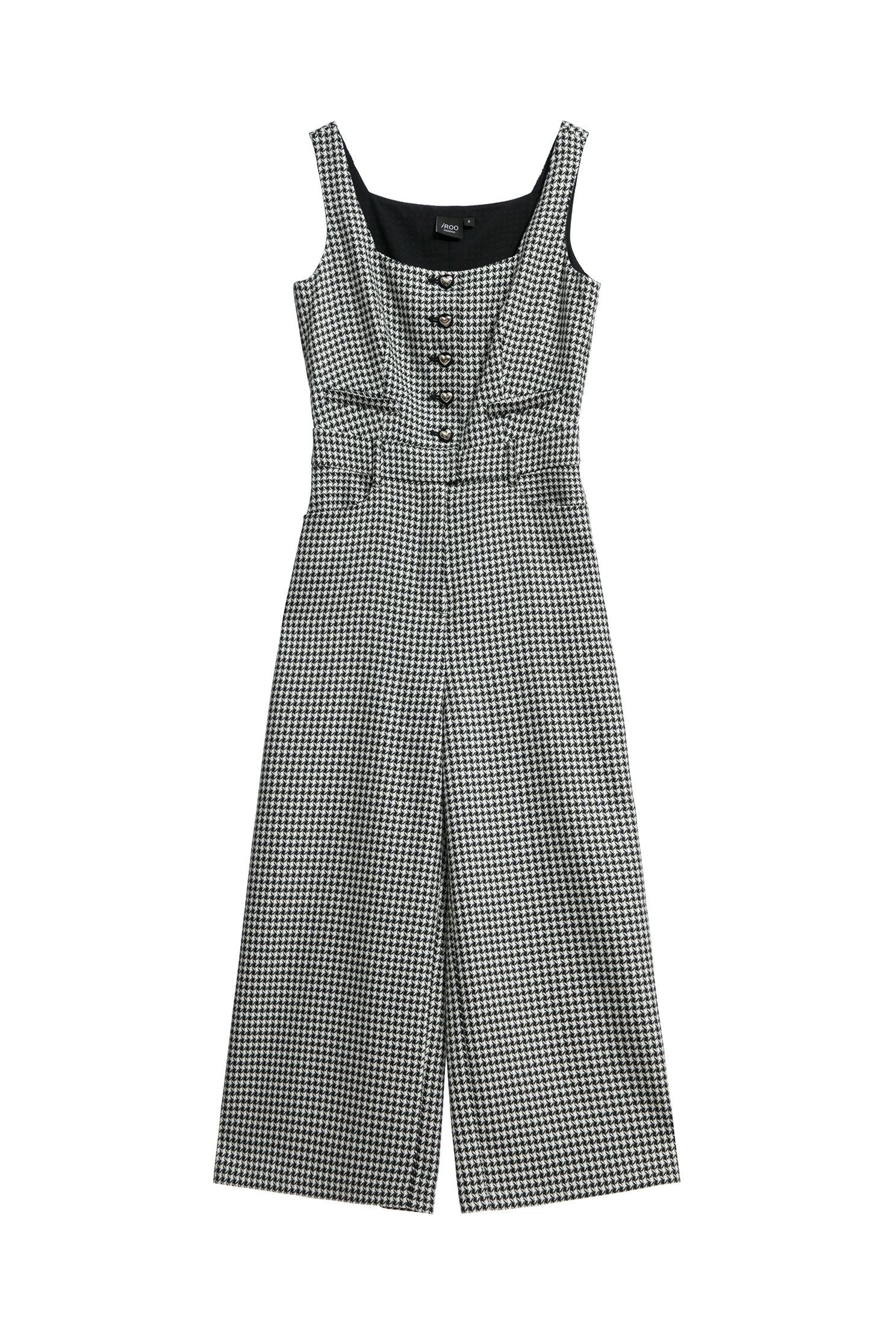 Houndsthooth Print Sleeveless JumpsuitHoundsthooth Print Sleeveless Jumpsuit,Season (SS) Look,Jumpsuits,Pants