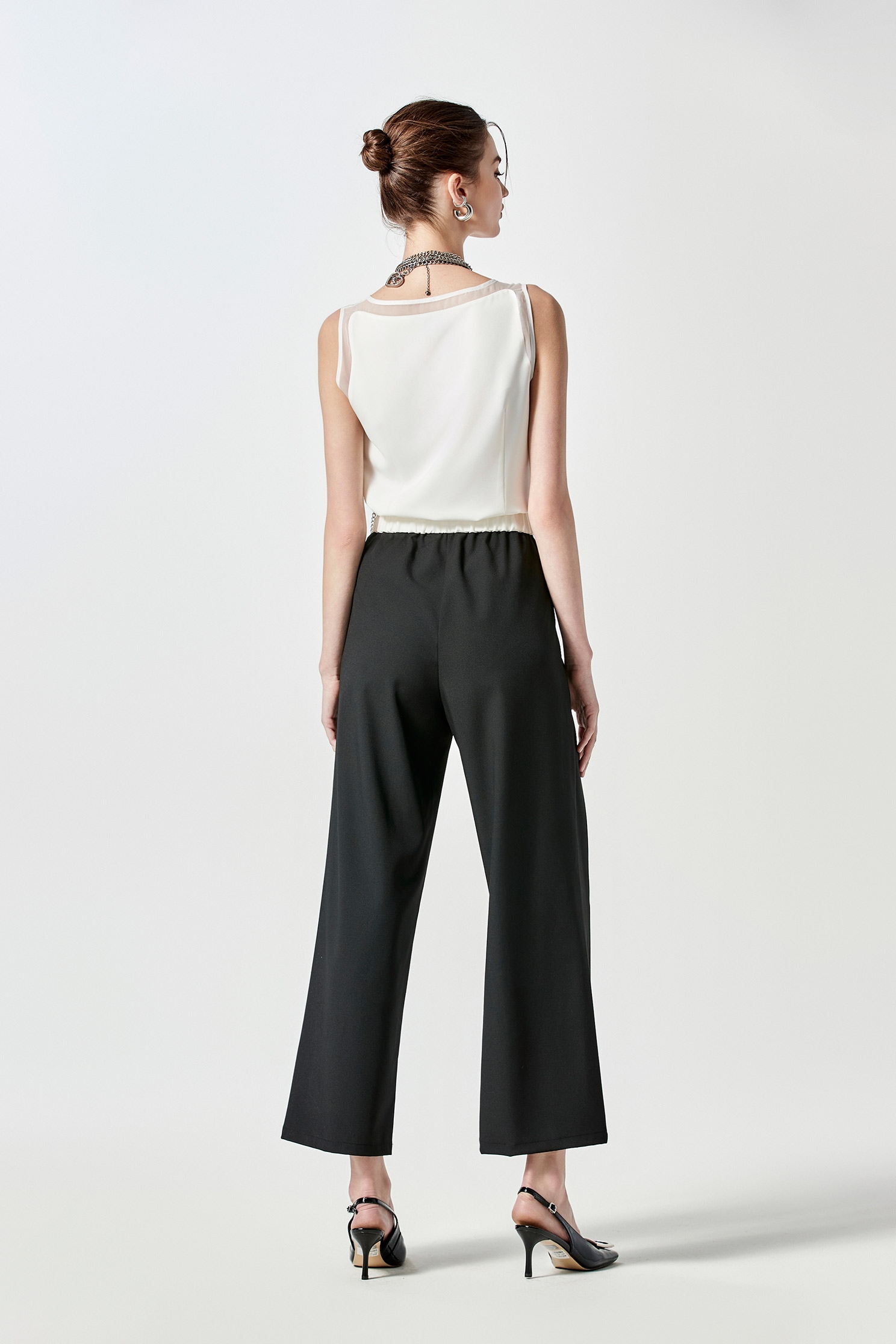 Contrast Waistband Wide Leg PantsContrast Waistband Wide Leg Pants,Culottes,Season (SS) Look,Culottes