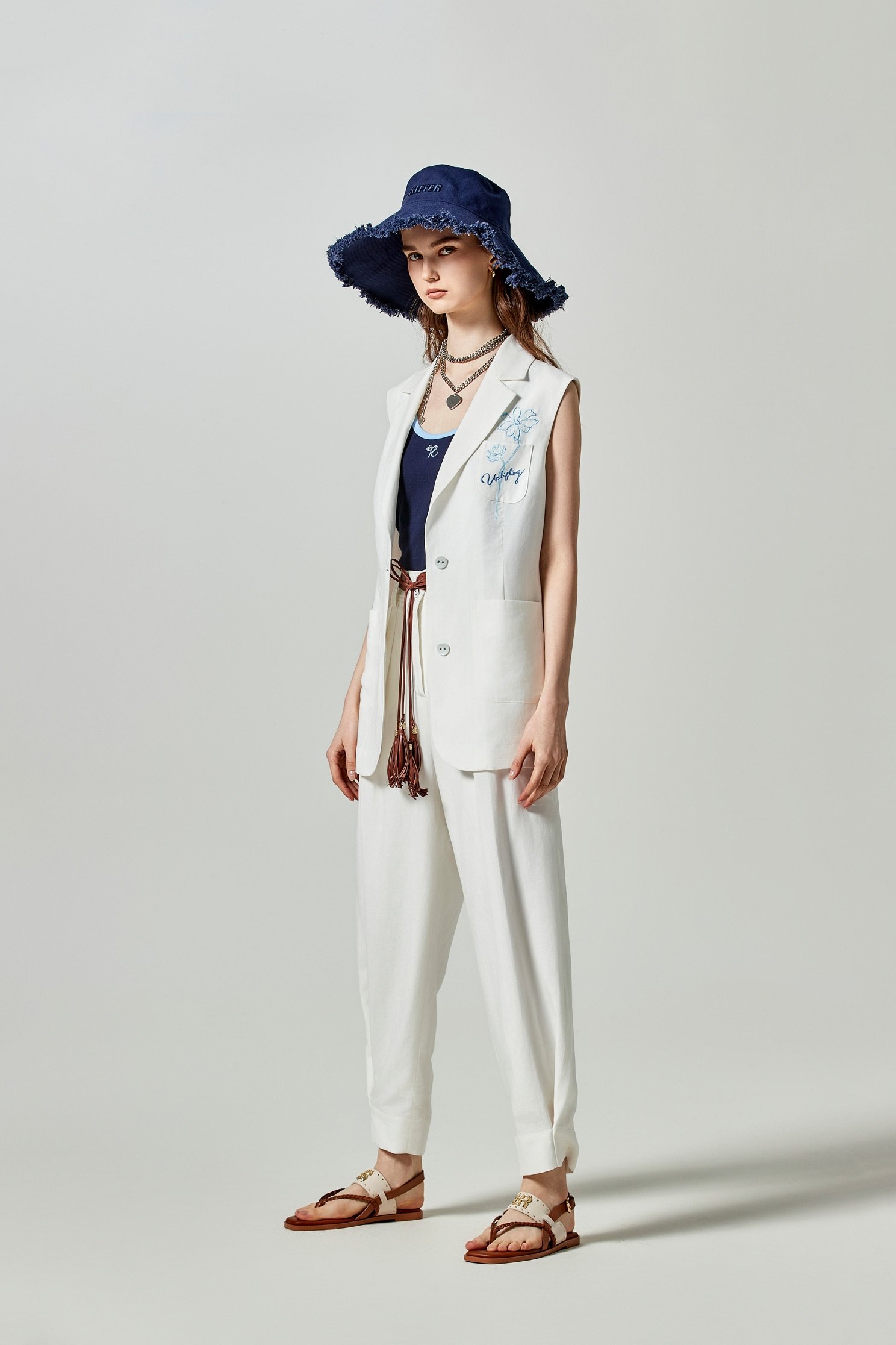 Linen White Cuffed PantsLinen White Cuffed Pants,Culottes,Season (SS) Look,Culottes