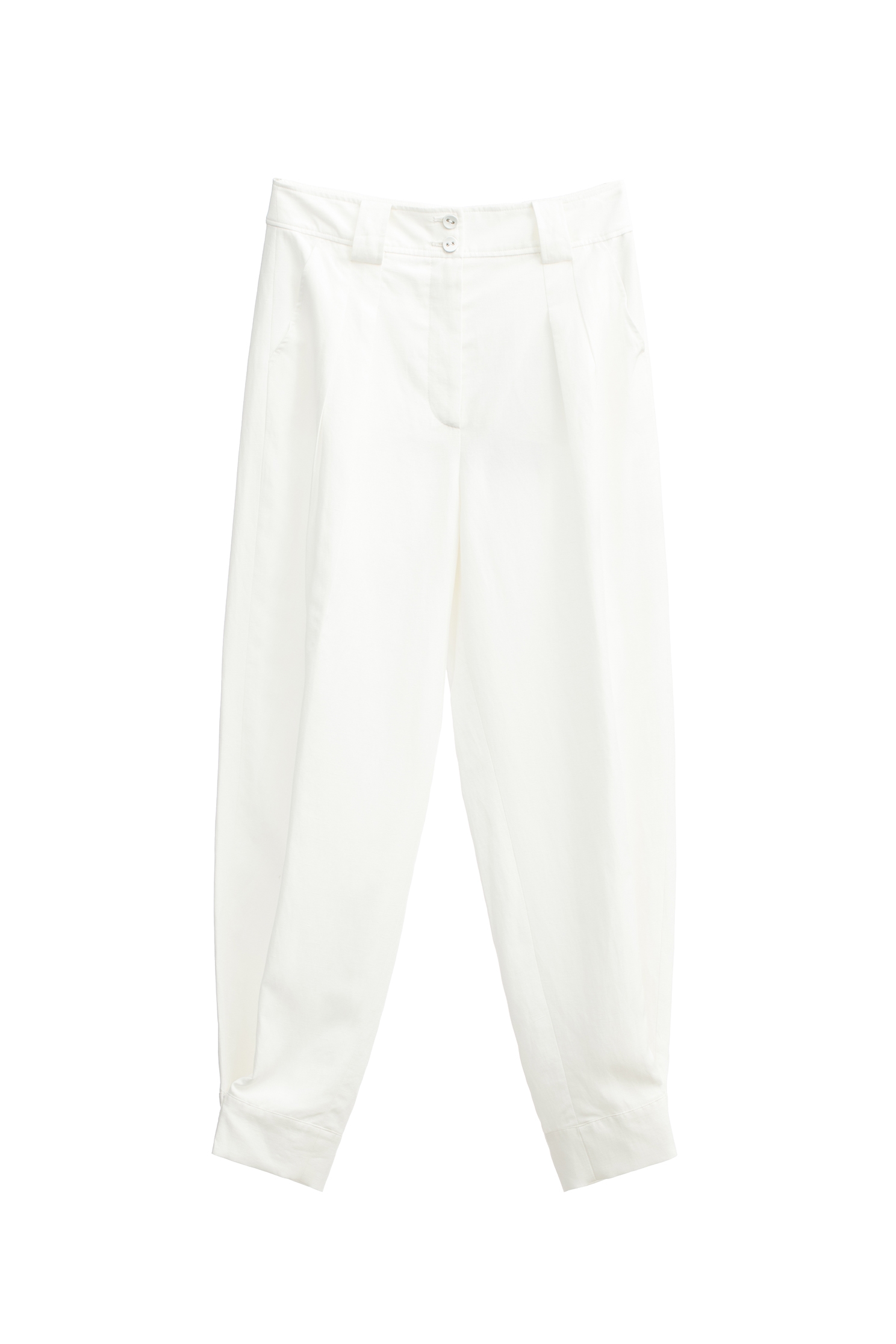 Linen White Cuffed PantsLinen White Cuffed Pants,Culottes,Season (SS) Look,Culottes