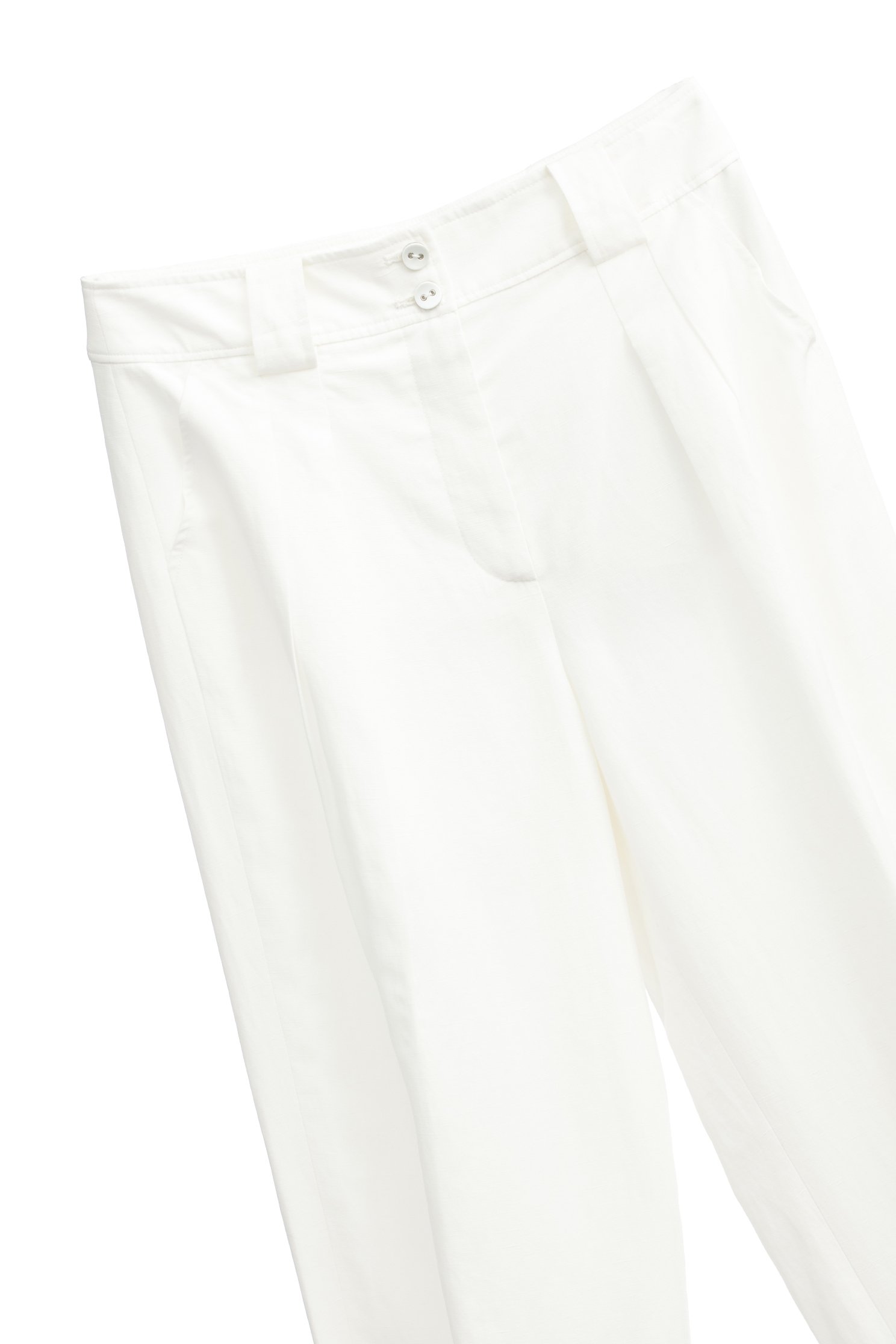 Linen White Cuffed PantsLinen White Cuffed Pants,Culottes,Season (SS) Look,Culottes