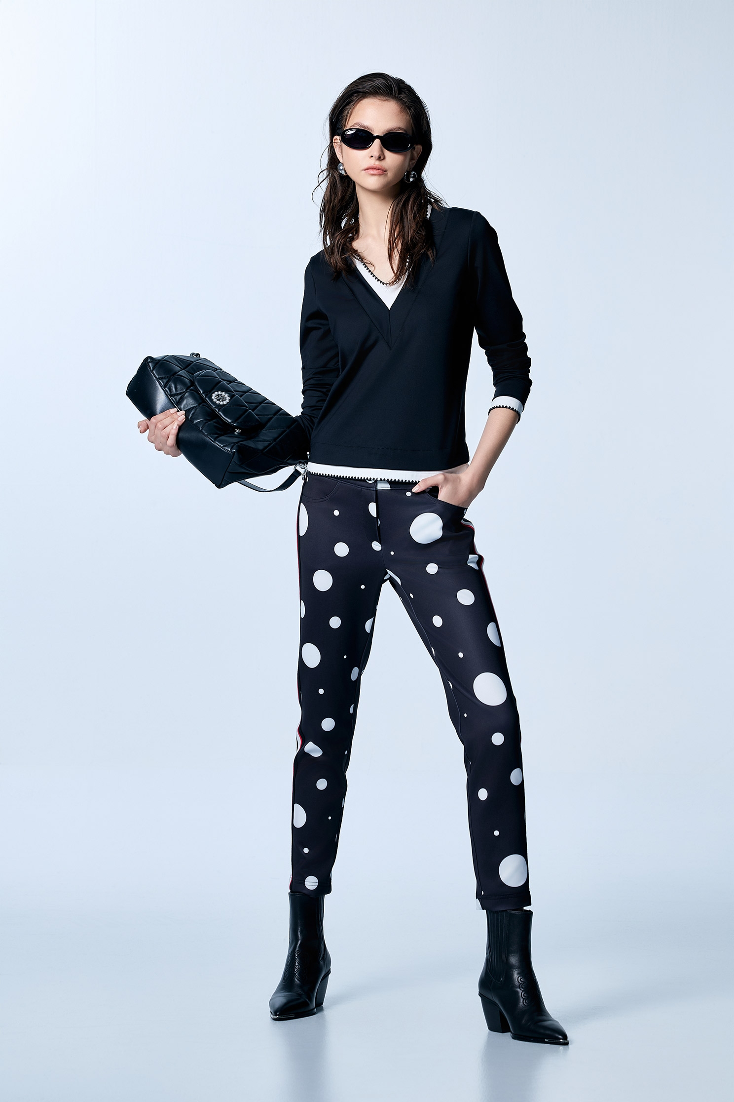 White Polka Dot Slim Fit PantsWhite Polka Dot Slim Fit Pants,Season (SS) Look,Skinny pants,Skinny pants,Pants