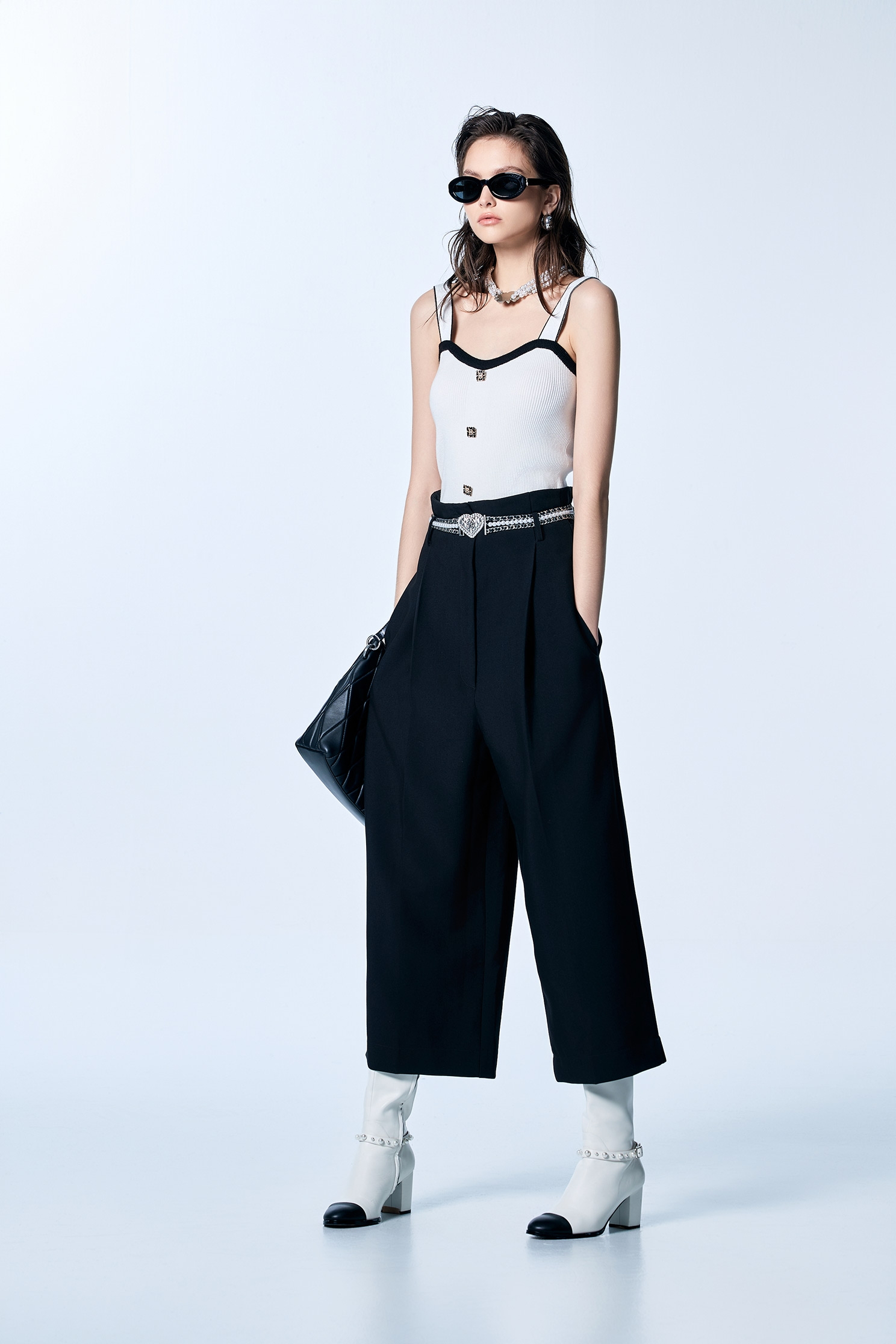 High Waist Jet Black PantsHigh Waist Jet Black Pants,Culottes,Season (SS) Look,Culottes