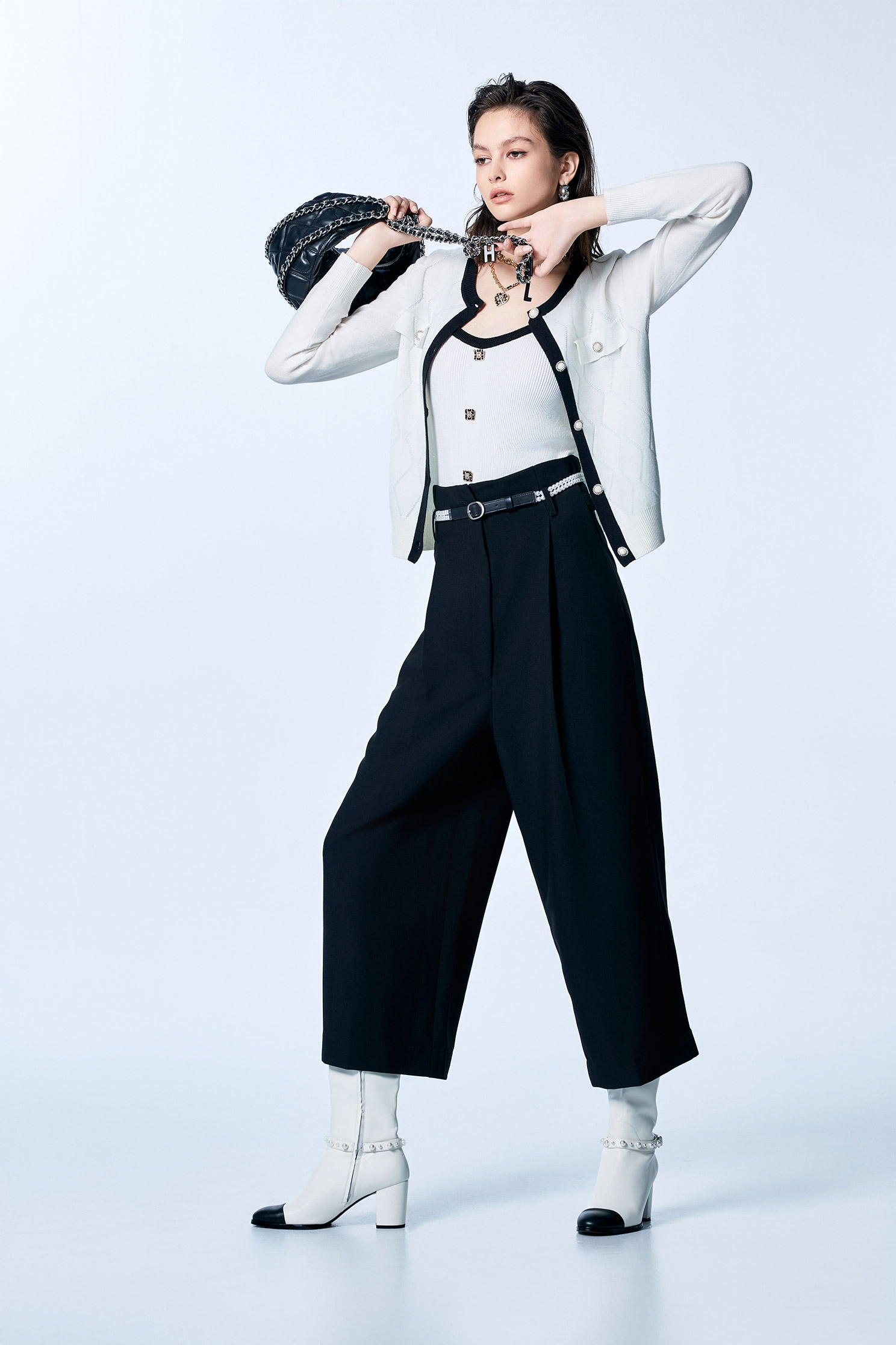 High Waist Jet Black PantsHigh Waist Jet Black Pants,Culottes,Season (SS) Look,Culottes