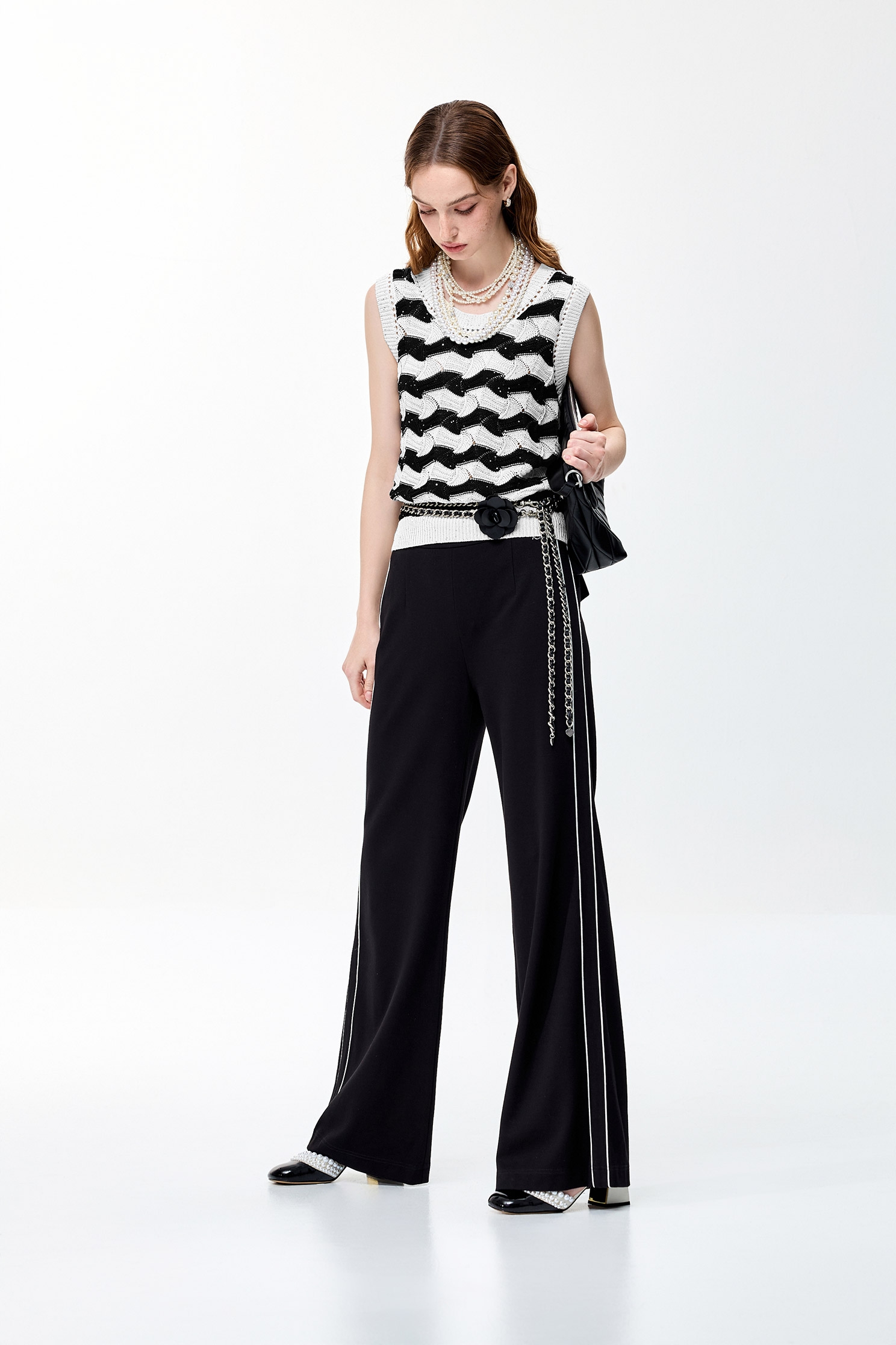 Side Contrast Trim Detail Lounge PantsSide Contrast Trim Detail Lounge Pants,Embroidered,Culottes,Season (SS) Look,Culottes,Pants