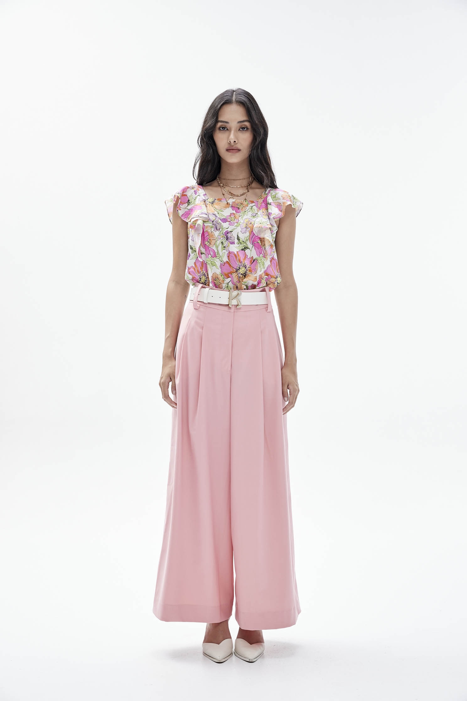 Pink Wide Leg PantsPink high-waisted wide pants,Rayon,Culottes,Season (SS) Look,Trends,iROO LIVE,Season (AW) Look,Pink,i Select,Culottes,Pants