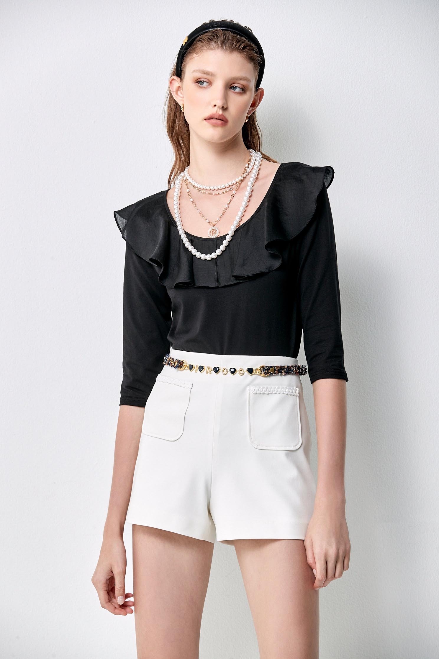 Basic White Shorts With Fake Pocket DetailBasic White Shorts With Fake Pocket Detail,Season (SS) Look,Shorts