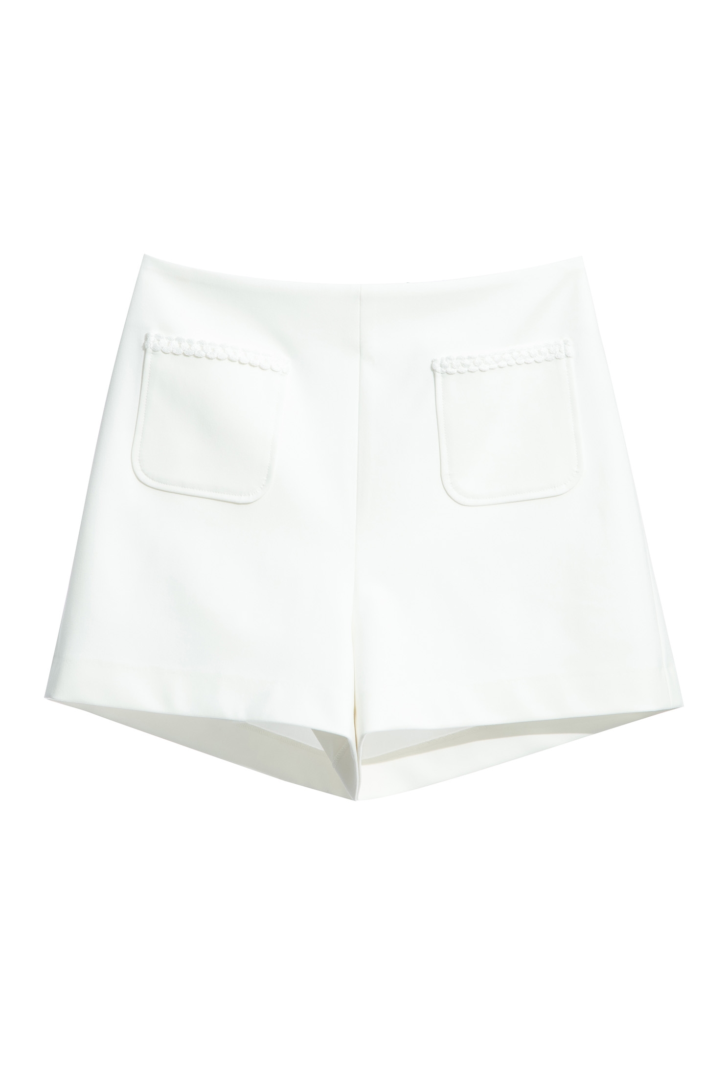 Basic White Shorts With Fake Pocket DetailBasic White Shorts With Fake Pocket Detail,Season (SS) Look,Shorts