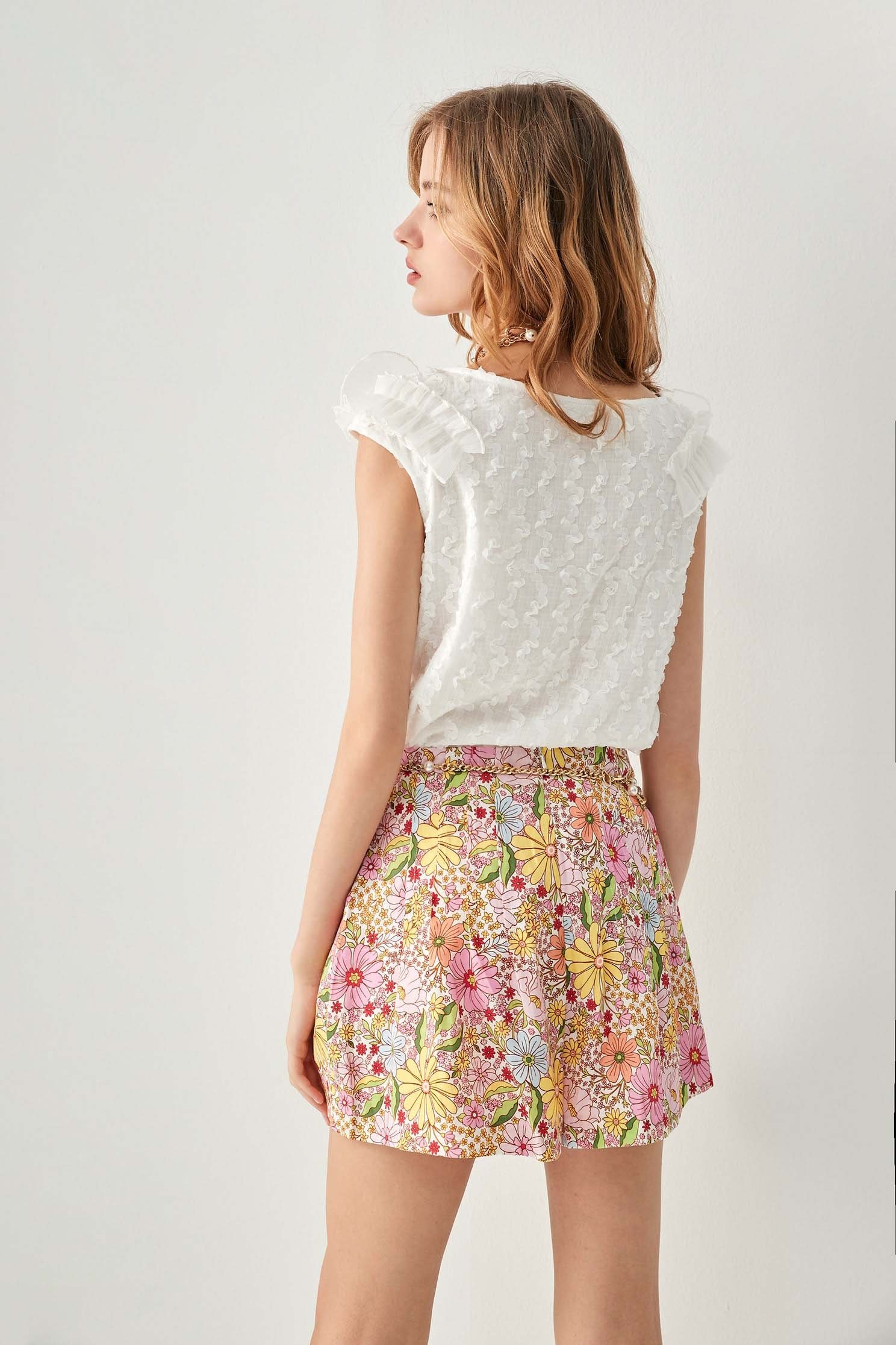 Bold Floral Print SkortsBold Floral Print Skorts,Season (SS) Look,Shorts