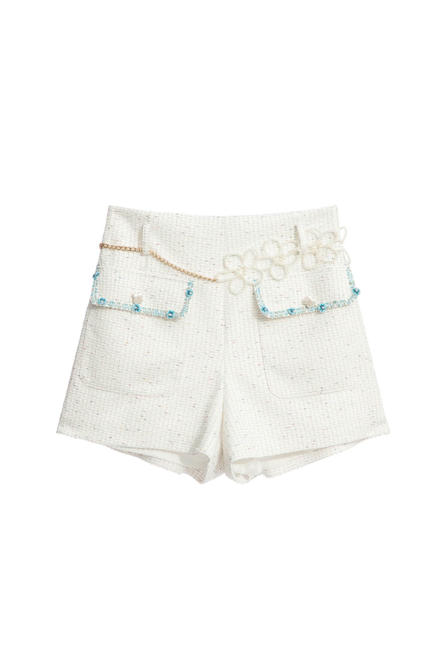 Tweed Shorts With Floral Trim DetailTweed Shorts With Floral Trim Detail,Season (SS) Look,pearl,Shorts