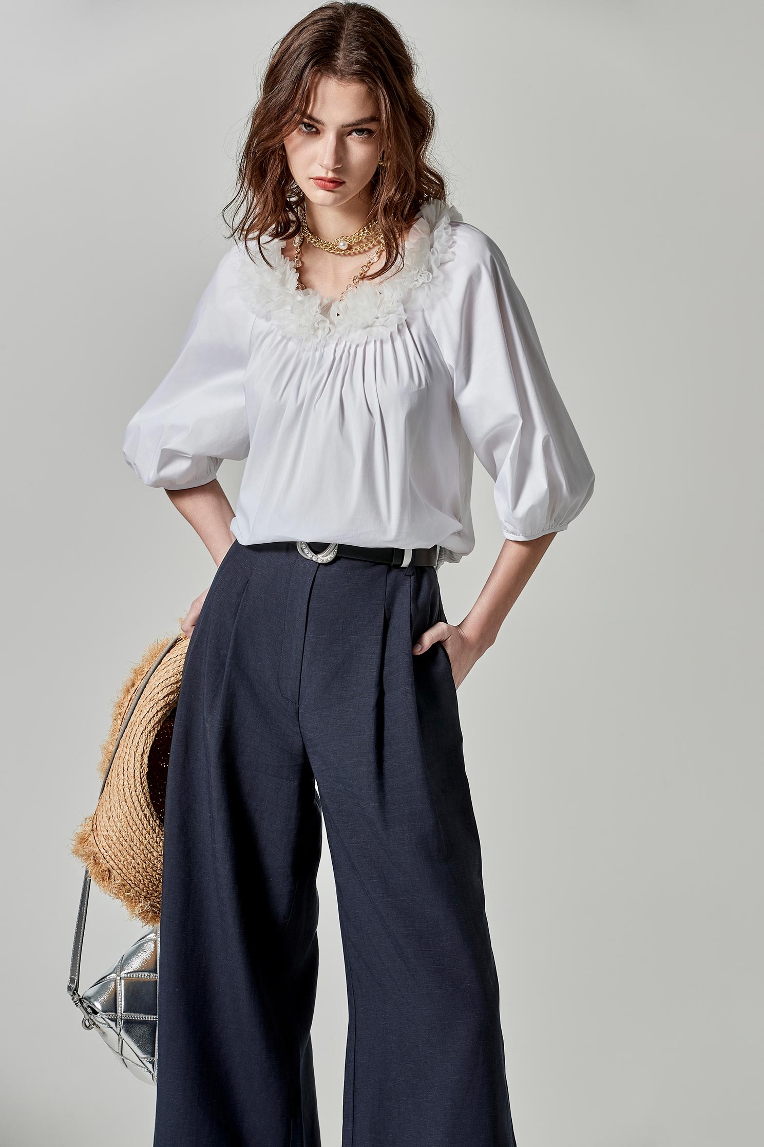 Wide Leg Linen Navy PantsWide Leg Linen Navy Pants,Culottes,Season (SS) Look,Culottes