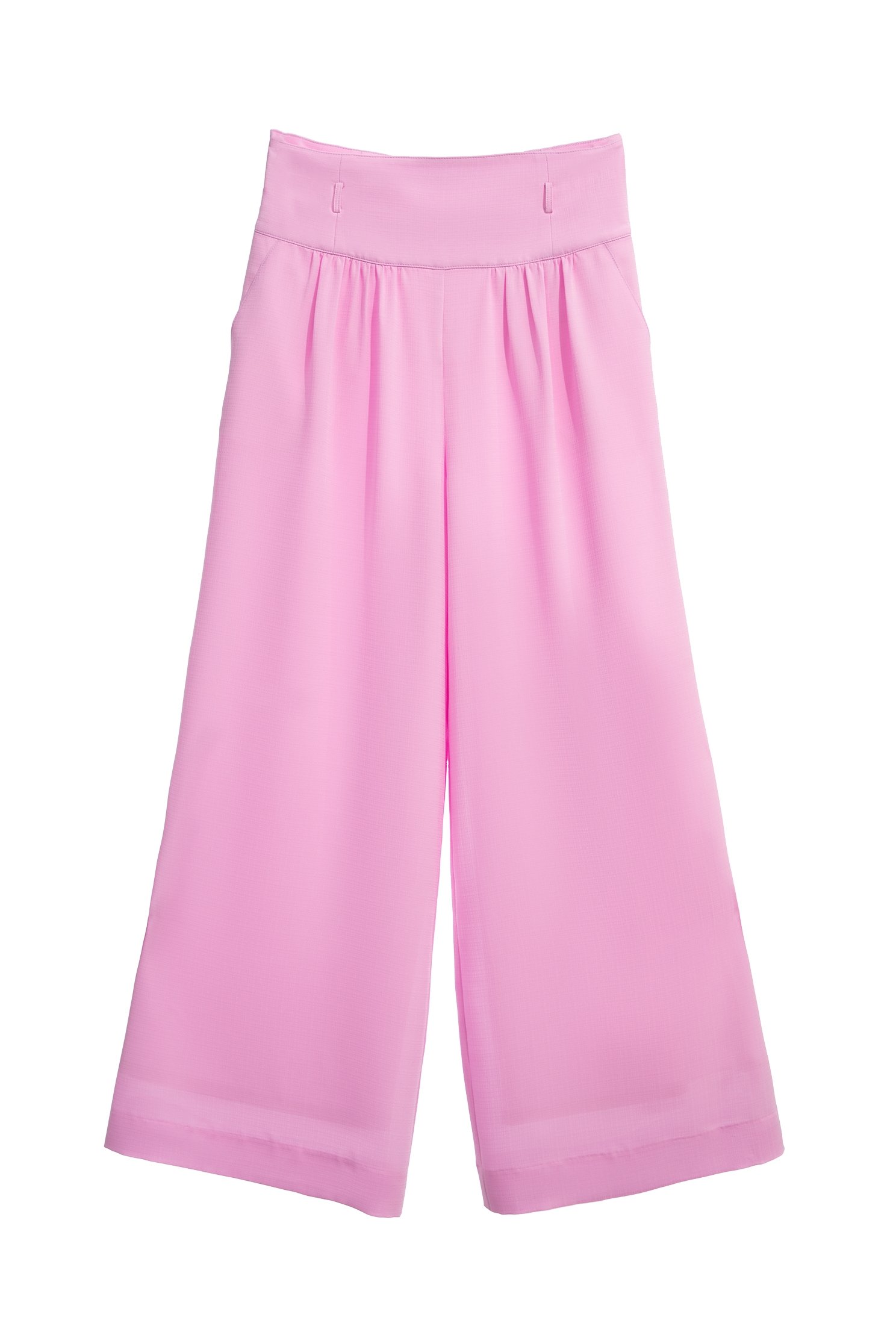 High Waist Pink Wide Leg PantsHigh Waist Pink Wide Leg Pants,Culottes,Season (SS) Look,Culottes,Pants,Chiffon