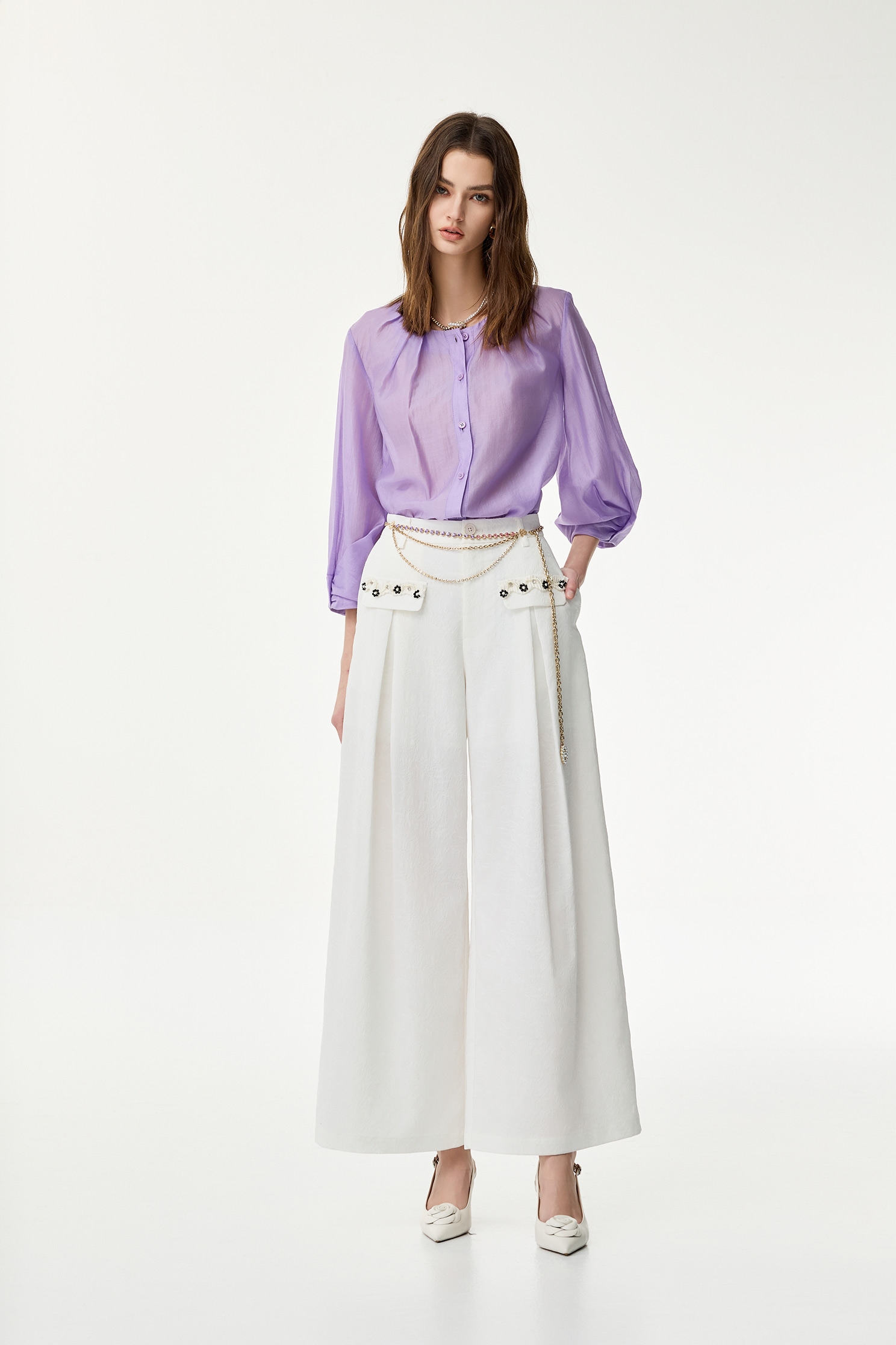 Jacquard Floral Wide Leg PantsJacquard Floral Wide Leg Pants,Culottes,Season (SS) Look,Culottes