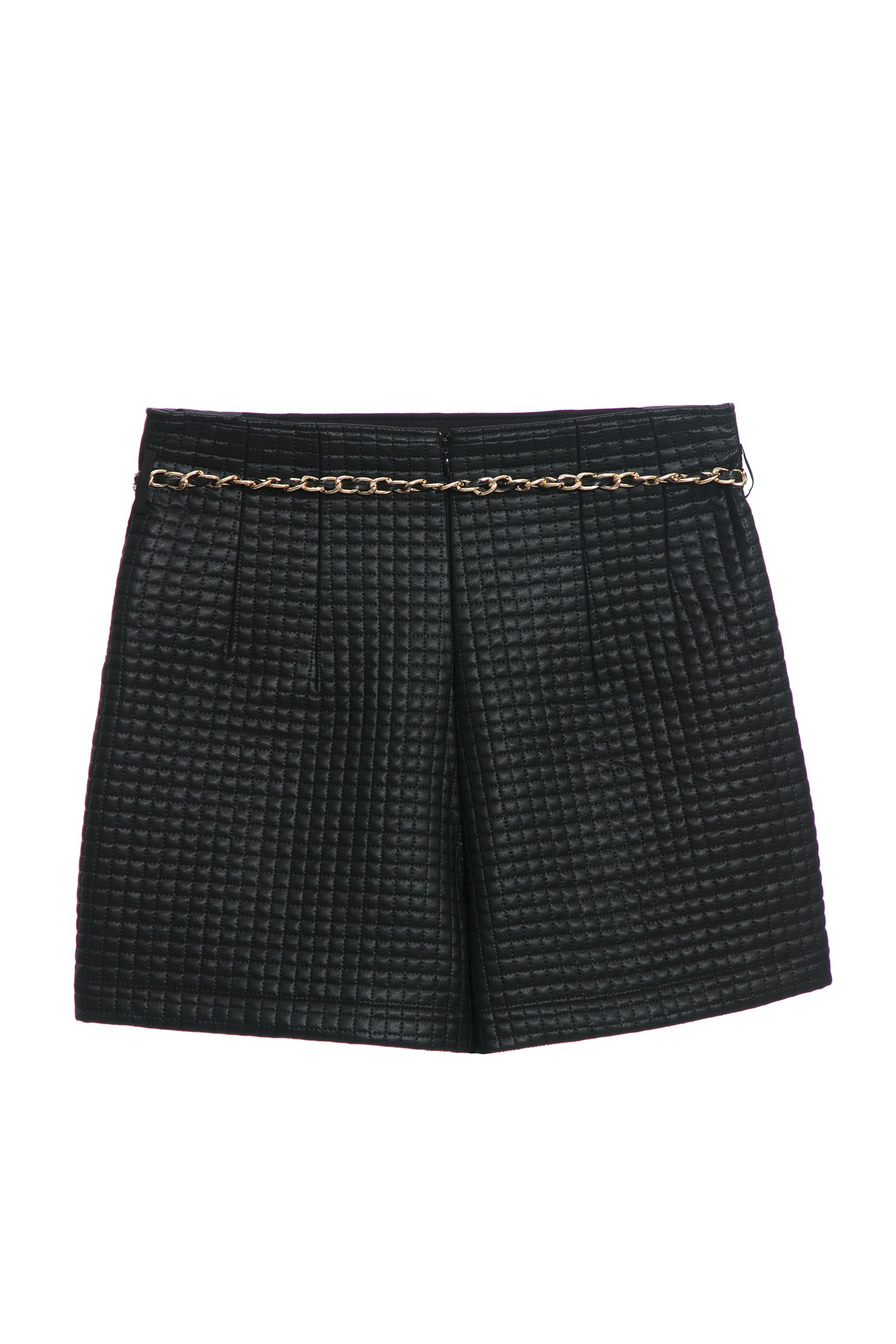 Quilted Texture Pu ShortsShorts with checked texture,Plaid,Shorts,Season (AW) Look