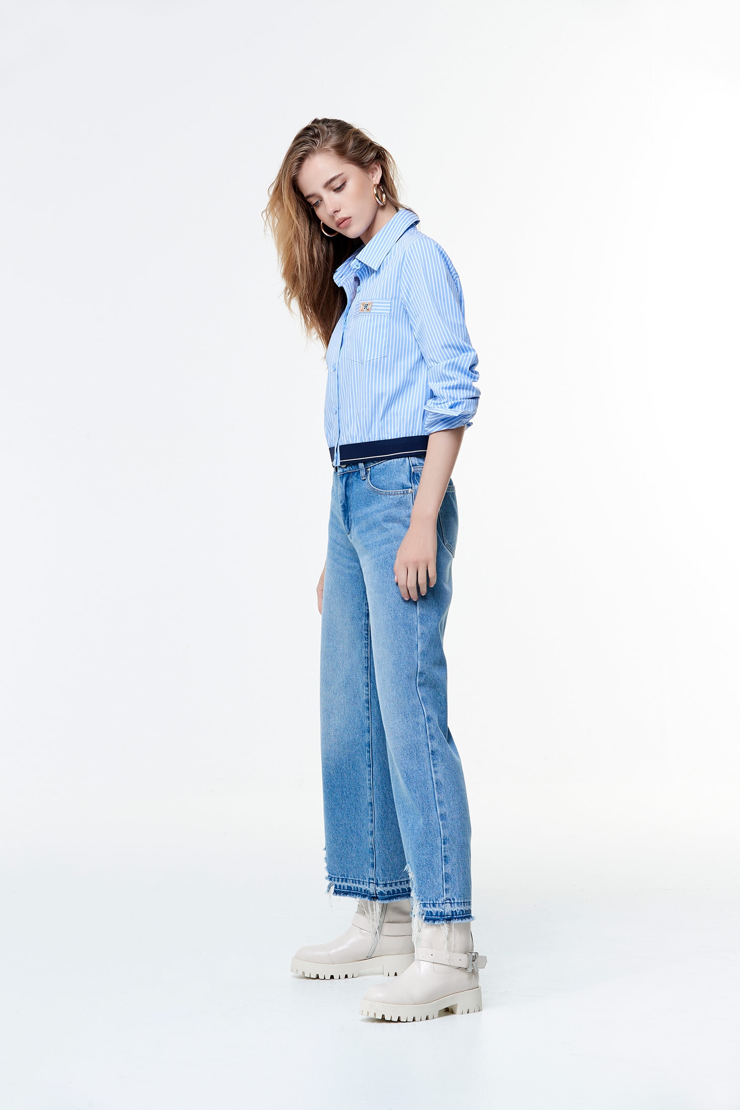 Distress Hem Wide Leg JeansDistress Hem Wide Leg Jeans,Culottes,Denim,Season (AW) Look,Wide-leg jeans,Pants