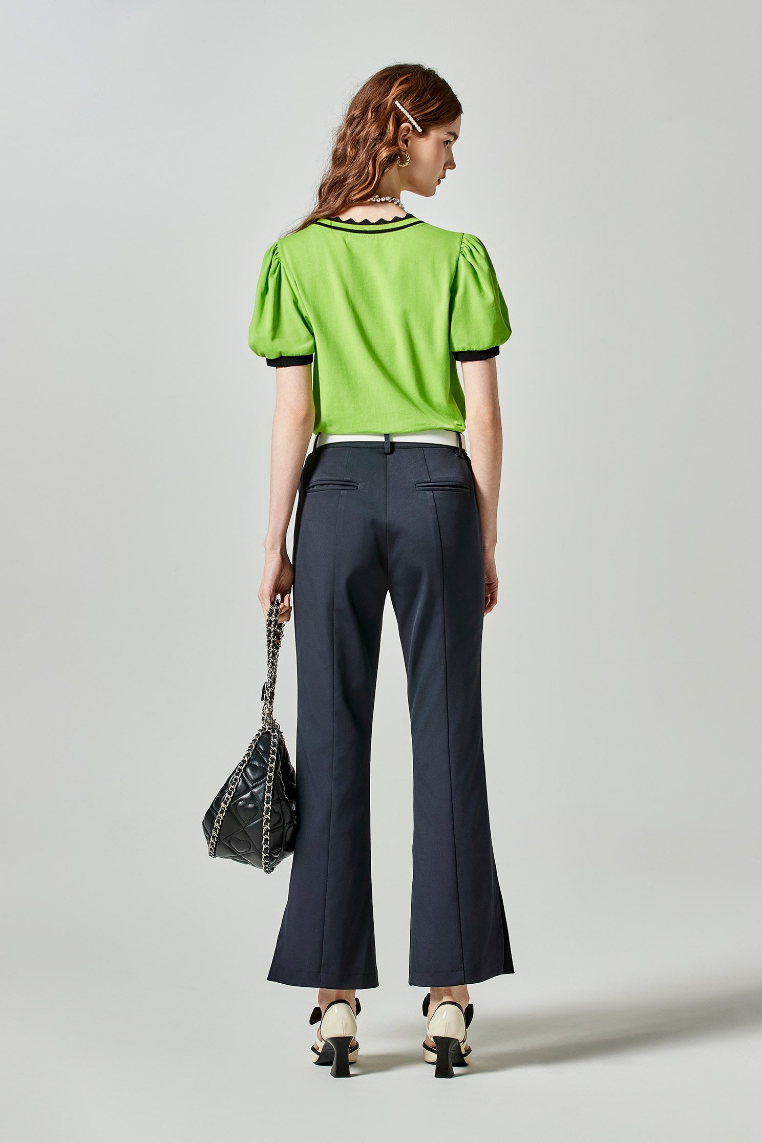 Navy Boot Leg PantsNavy Boot Leg Pants,Bell-bottoms,Season (SS) Look,Bell-bottoms,Tailored pants