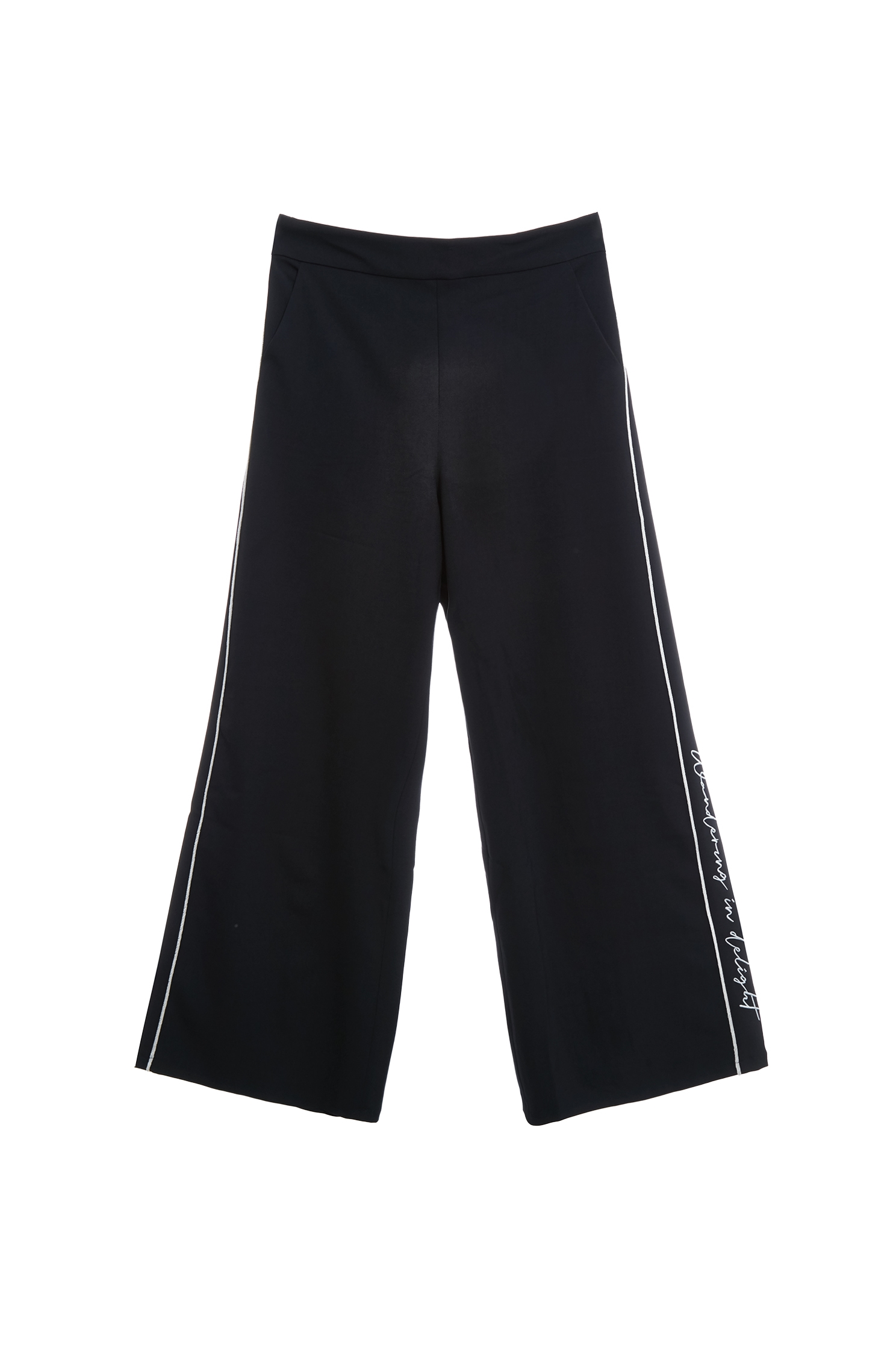 Wide Leg Navy Pants With Contrast Trim DetailWide Leg Navy Pants With Contrast Trim Detail,Culottes,Season (SS) Look,Culottes