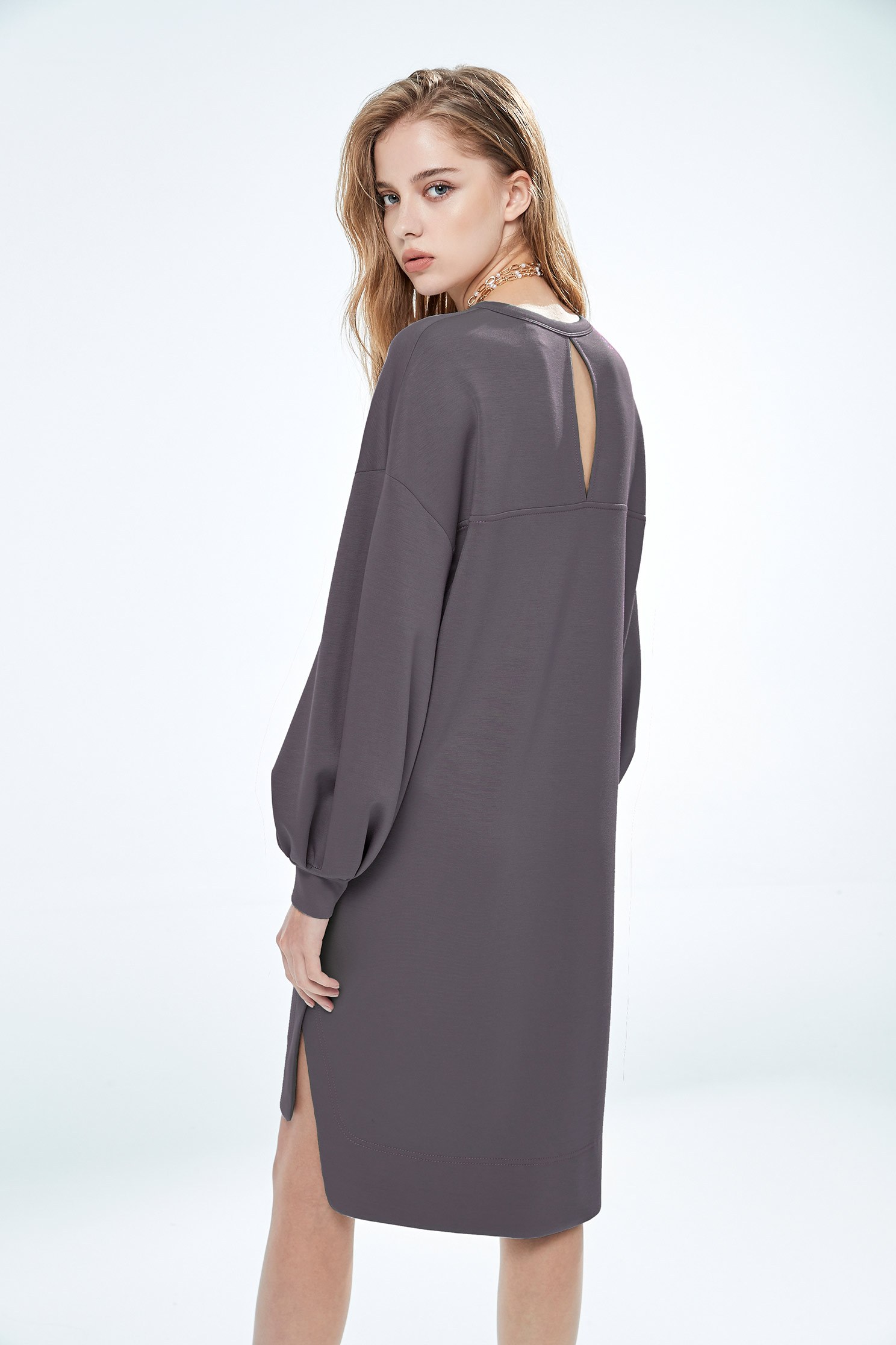 Grey Scuba Basic DressExquisite casual dress,Dresses,Queen,Season (AW) Look,upperclass