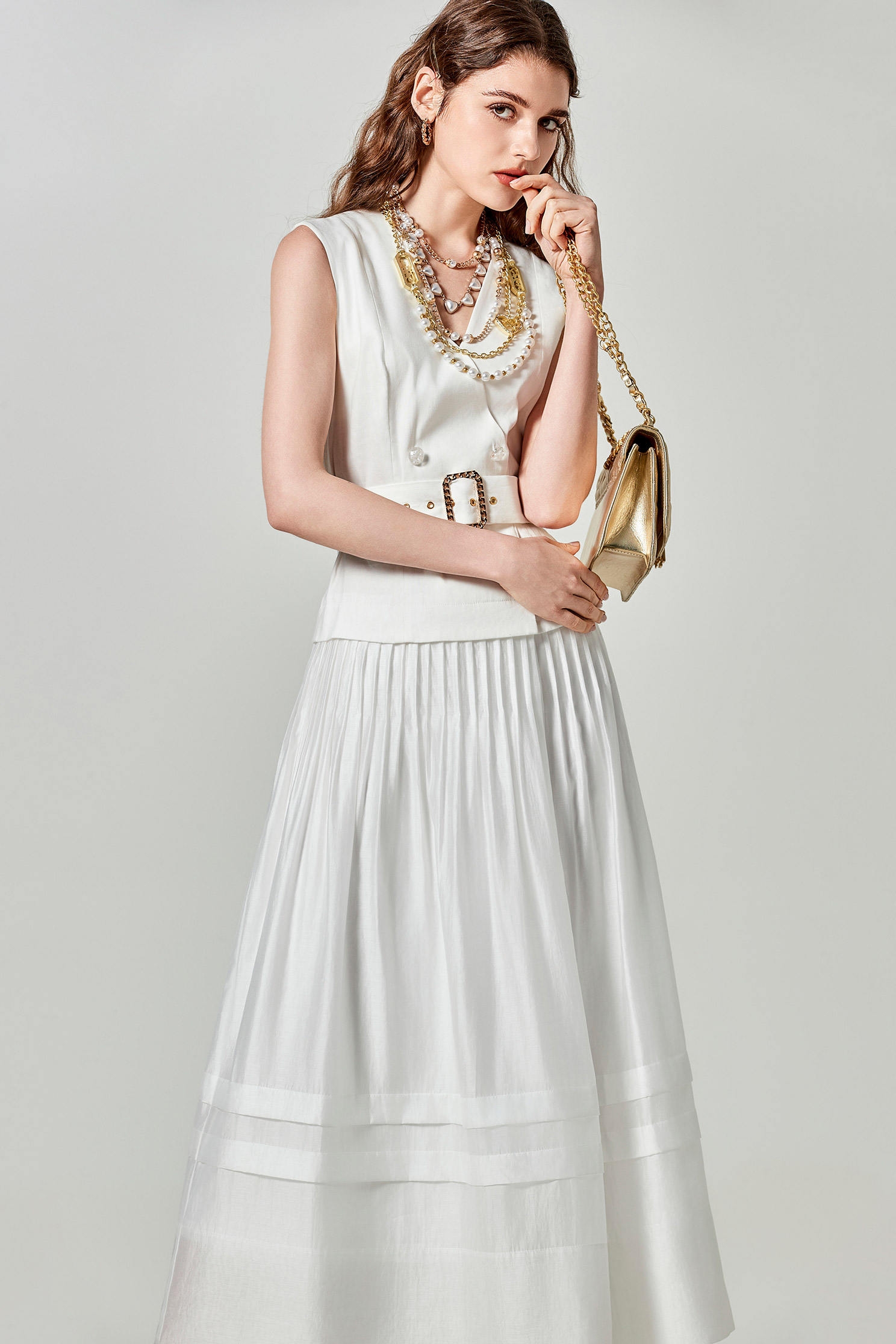 White Linen Vest DressWhite Linen Vest Dress,Dresses,Season (SS) Look,Belts,Maxi dresses