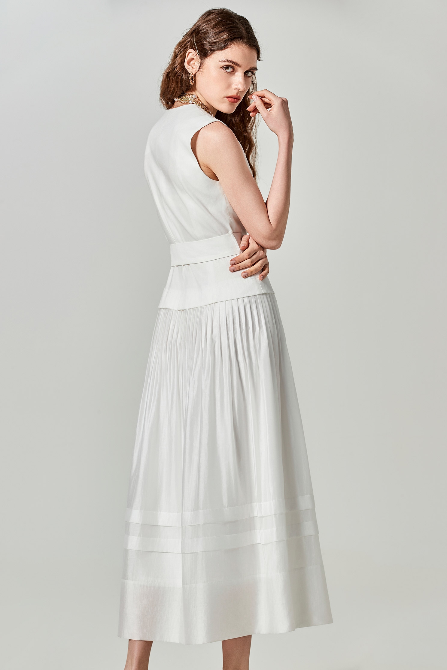 White Linen Vest DressWhite Linen Vest Dress,Dresses,Season (SS) Look,Belts,Maxi dresses