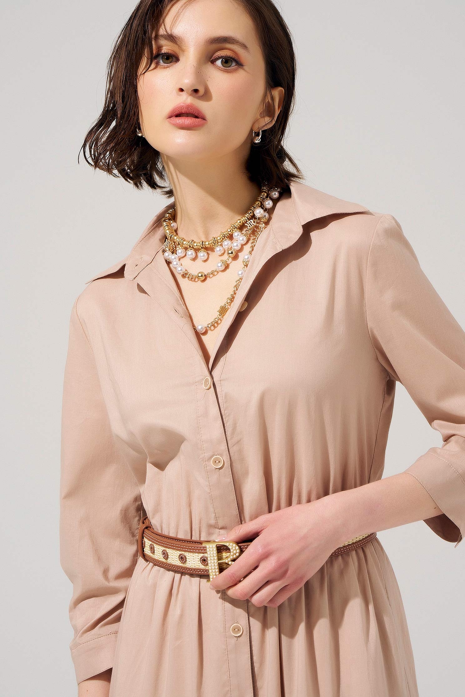 Button Front Basic Shirt DressButton Front Basic Shirt Dress,Dresses,Season (SS) Look,Layered skirts,Blouses