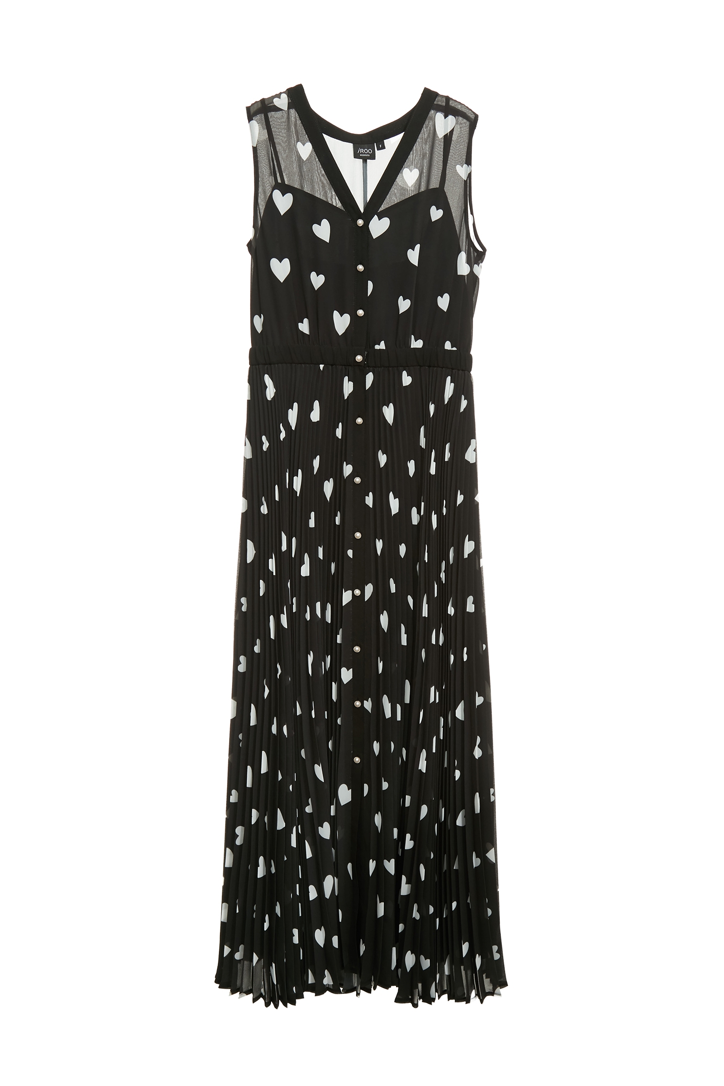 Heart Print Chiffon Sleeveless DressHeart Print Chiffon Sleeveless Dress,Dresses,Season (SS) Look,Chiffon