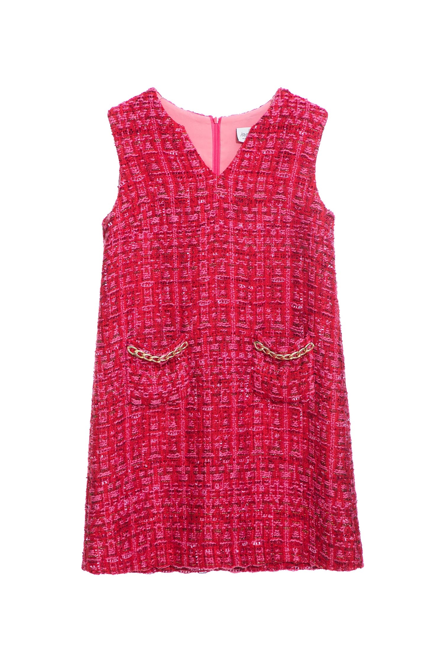 Red Tweed Sleeveless DressRed Tweed Sleeveless Dress,Dresses,Season (AW) Look