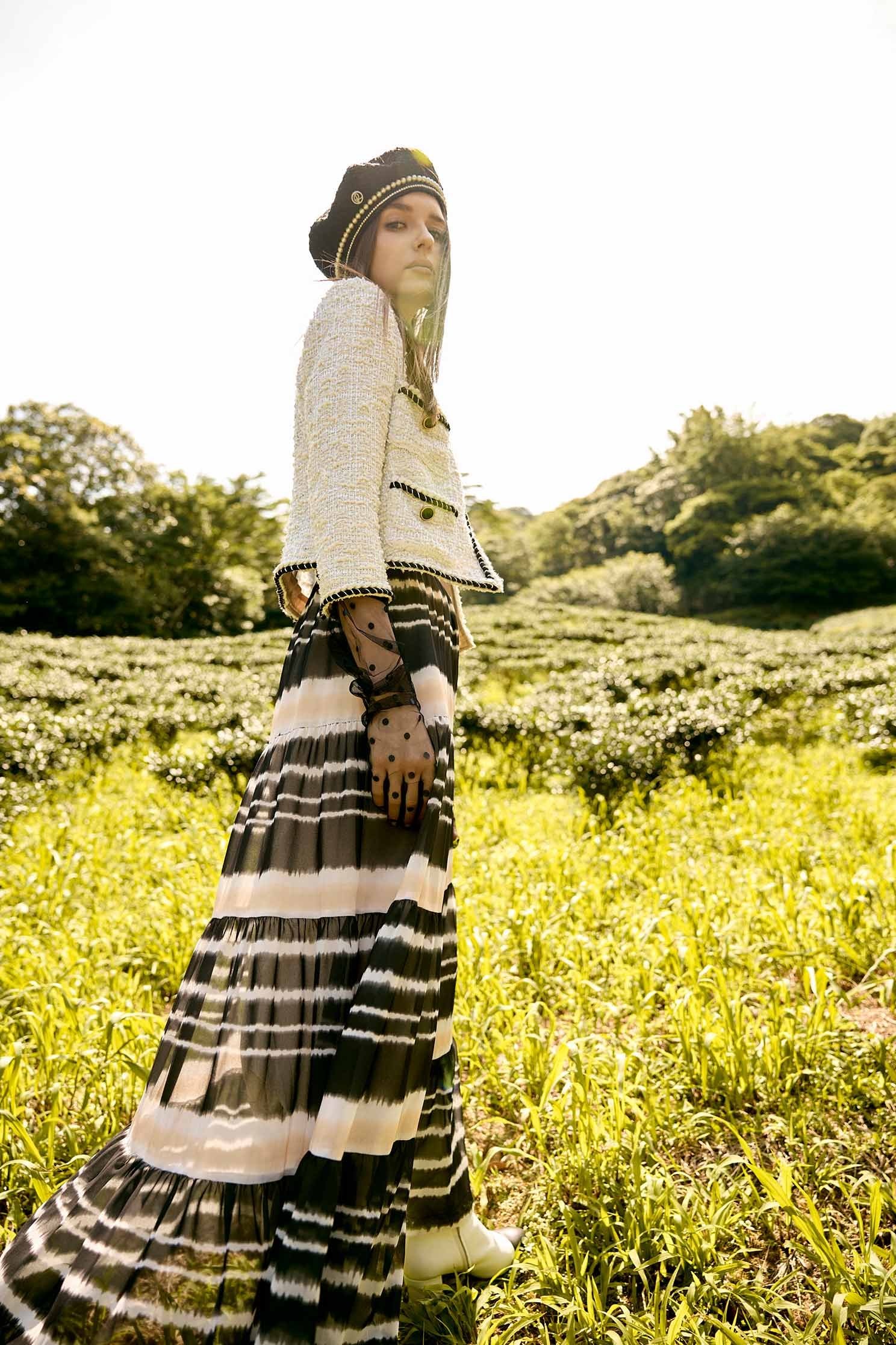 Button Front Gradient Stripe Maxi Dress雙色綁染感印花雪紡長洋裝,Shirt dresses,Season (AW) Look,Chiffon