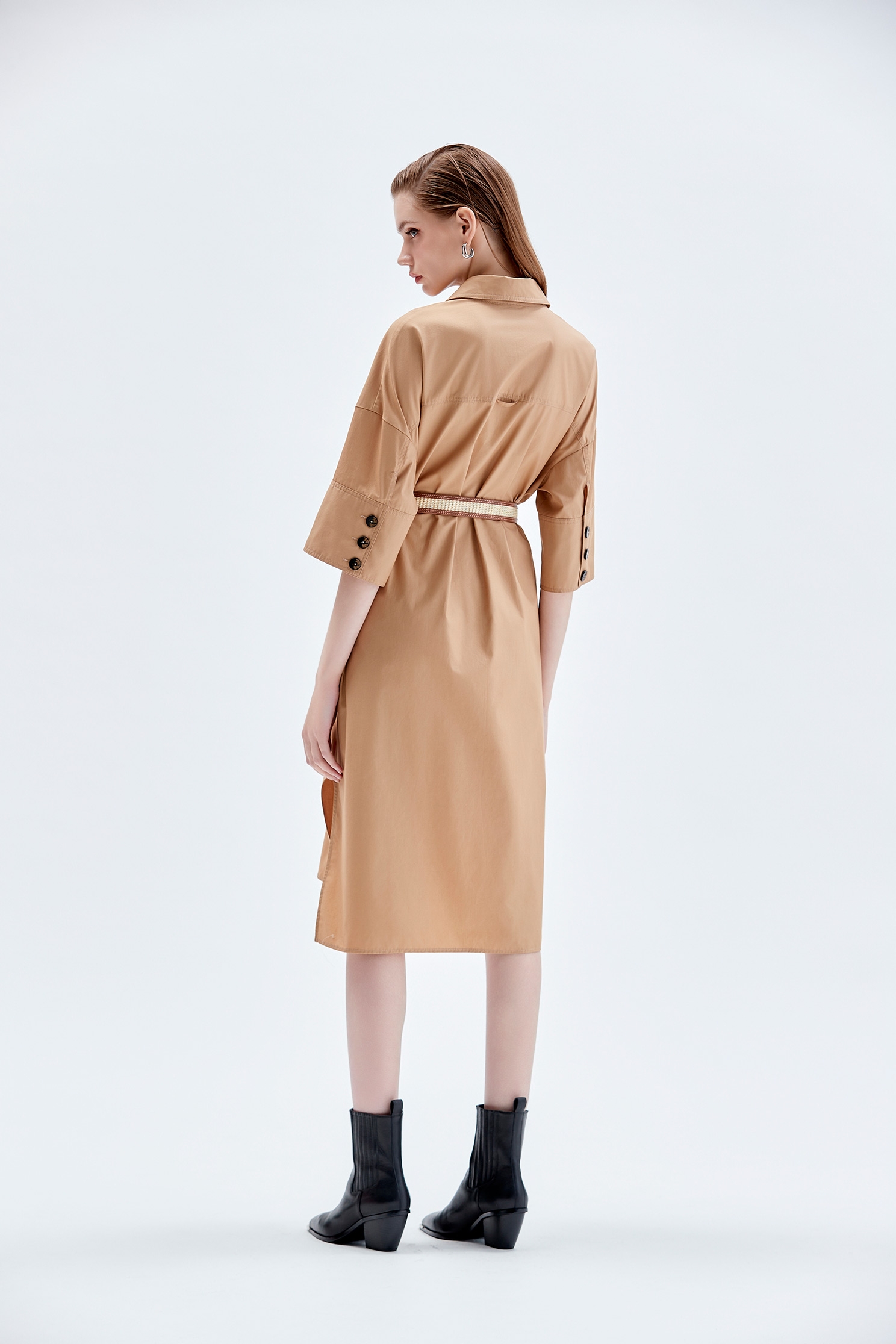 Button Front Side Slit Khaki DressButton Front Side Slit Khaki Dress,Dresses,Shirt dresses,Season (AW) Look,Cardigans,Blouses