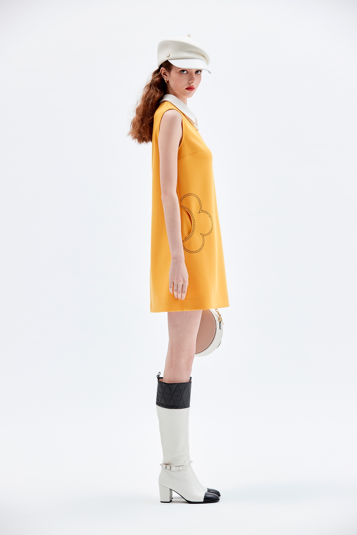 Detachable Collar Sleeveless Shift DressDetachable Collar Sleeveless Shift Dress,Dresses,Embroidered,Season (AW) Look