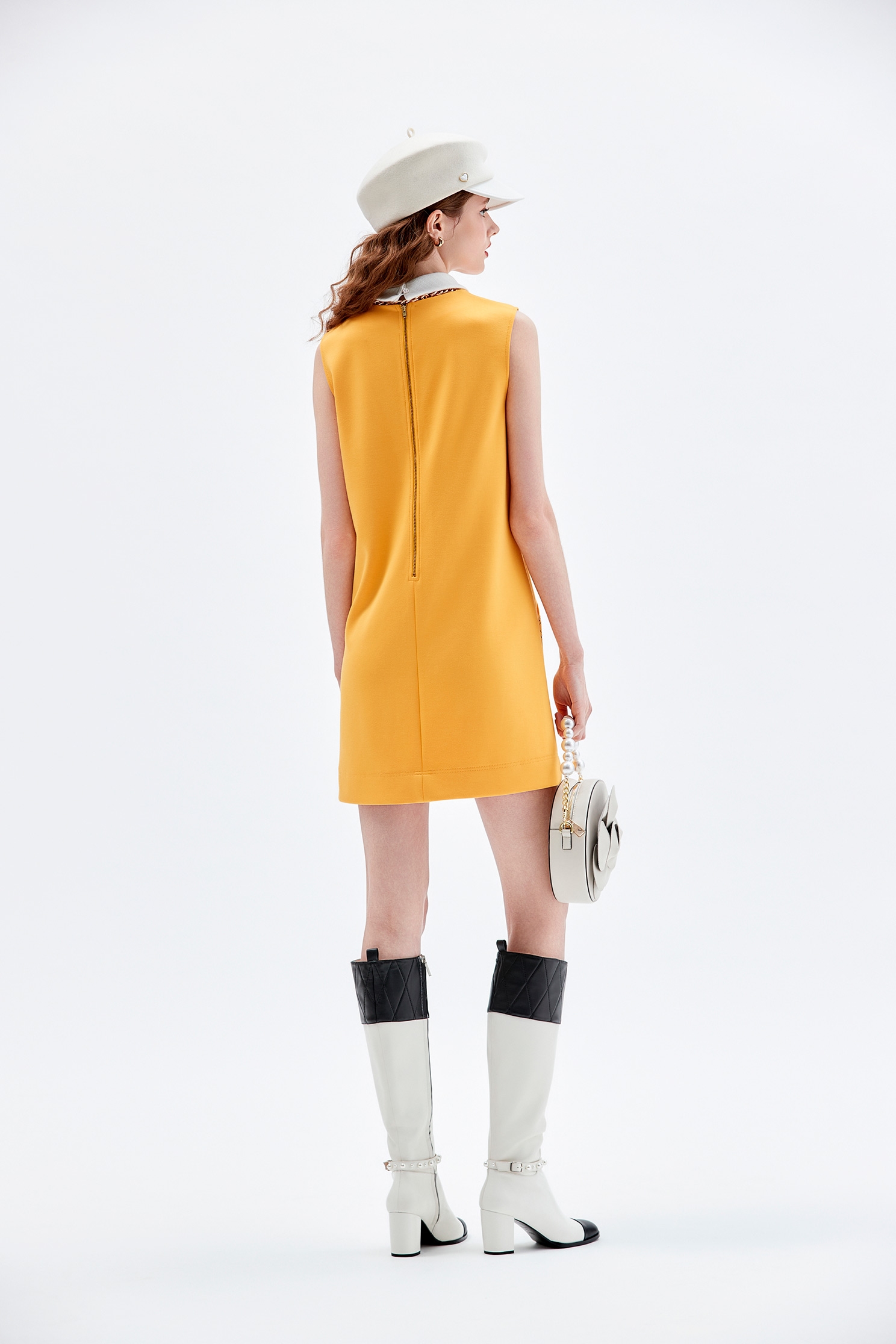 Detachable Collar Sleeveless Shift DressDetachable Collar Sleeveless Shift Dress,Dresses,Embroidered,Season (AW) Look