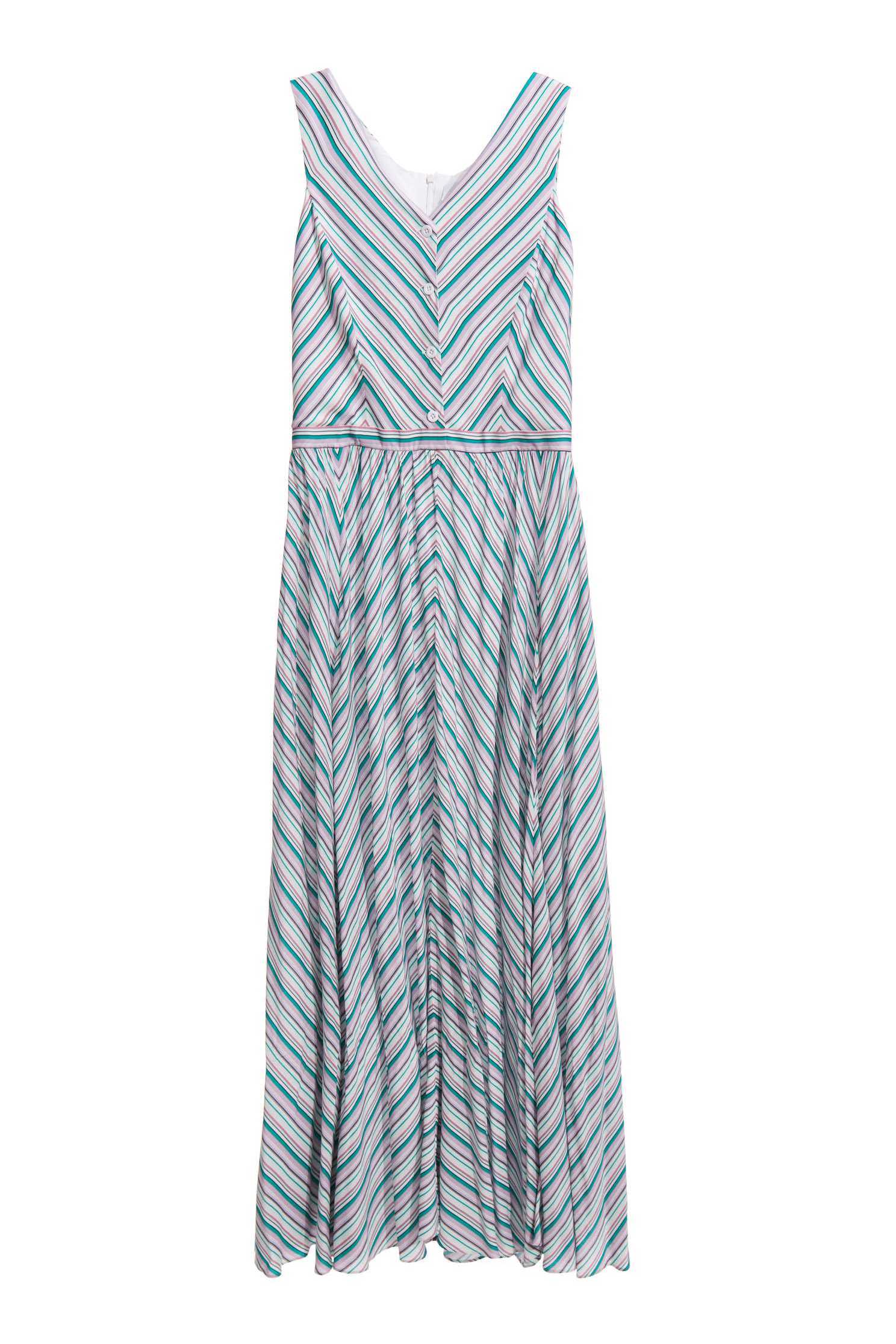 Irregular Stripe Maxi DressColorful stripe printed cotton long dress,V-Neck T shirts,Dresses,Season (SS) Look,Trends