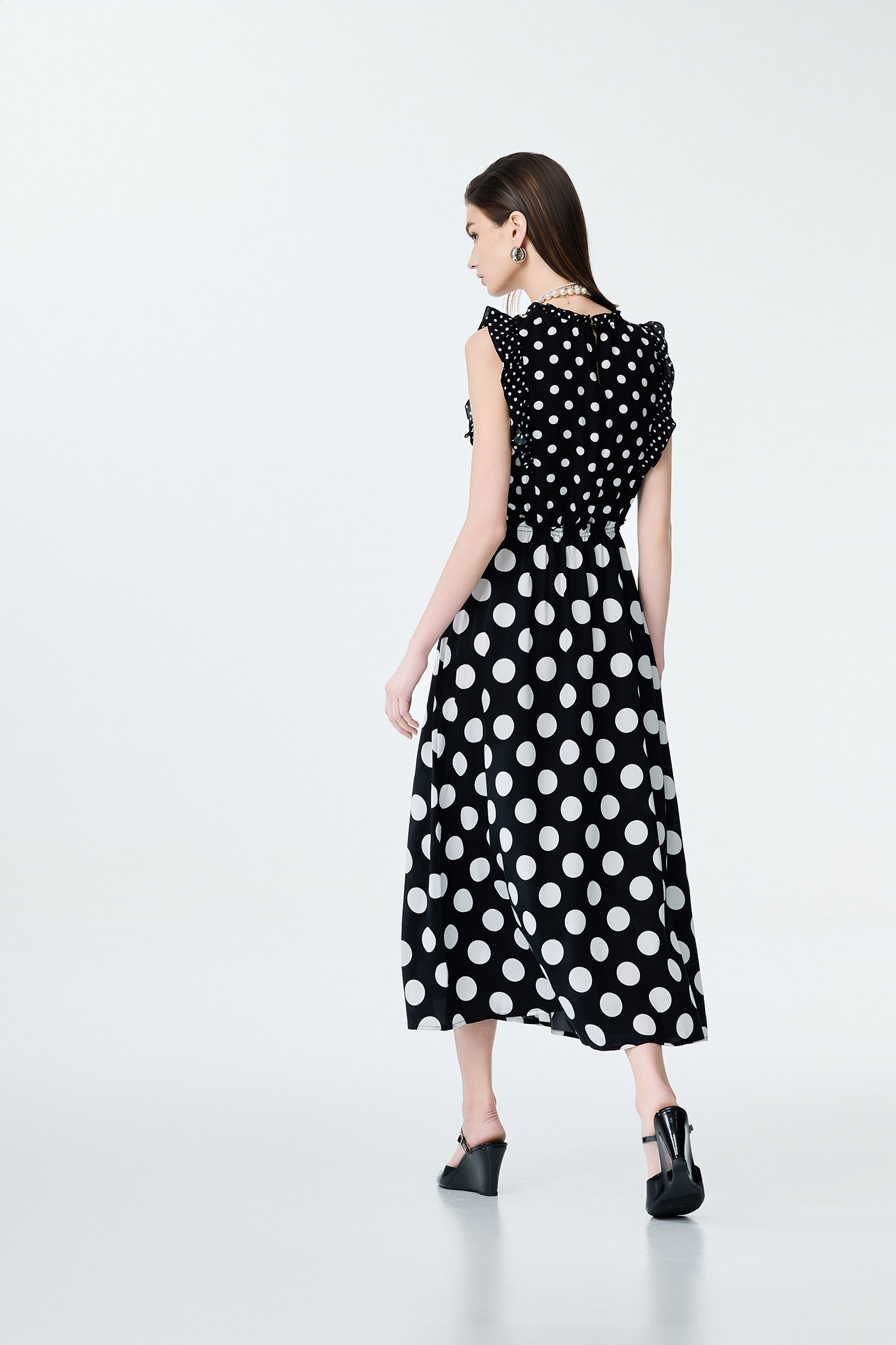 Polka Dot Sleeveless DressPolka Dot Sleeveless Dress,Dresses,Office Looks,Season (SS) Look,sleeveless tops