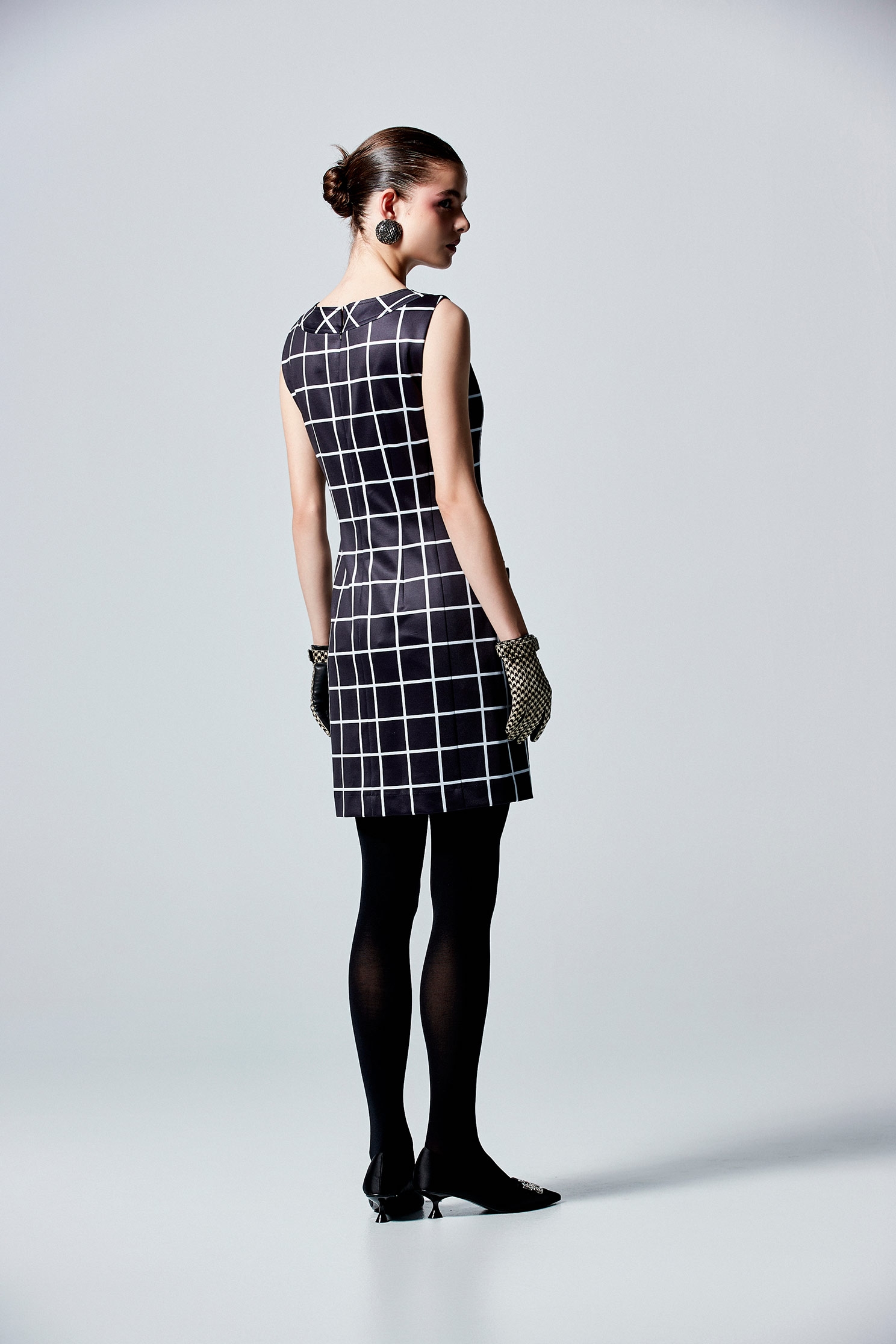 Sleeveless Checkered Short DressSleeveless Checkered Short Dress,Dresses,Plaid,Season (AW) Look