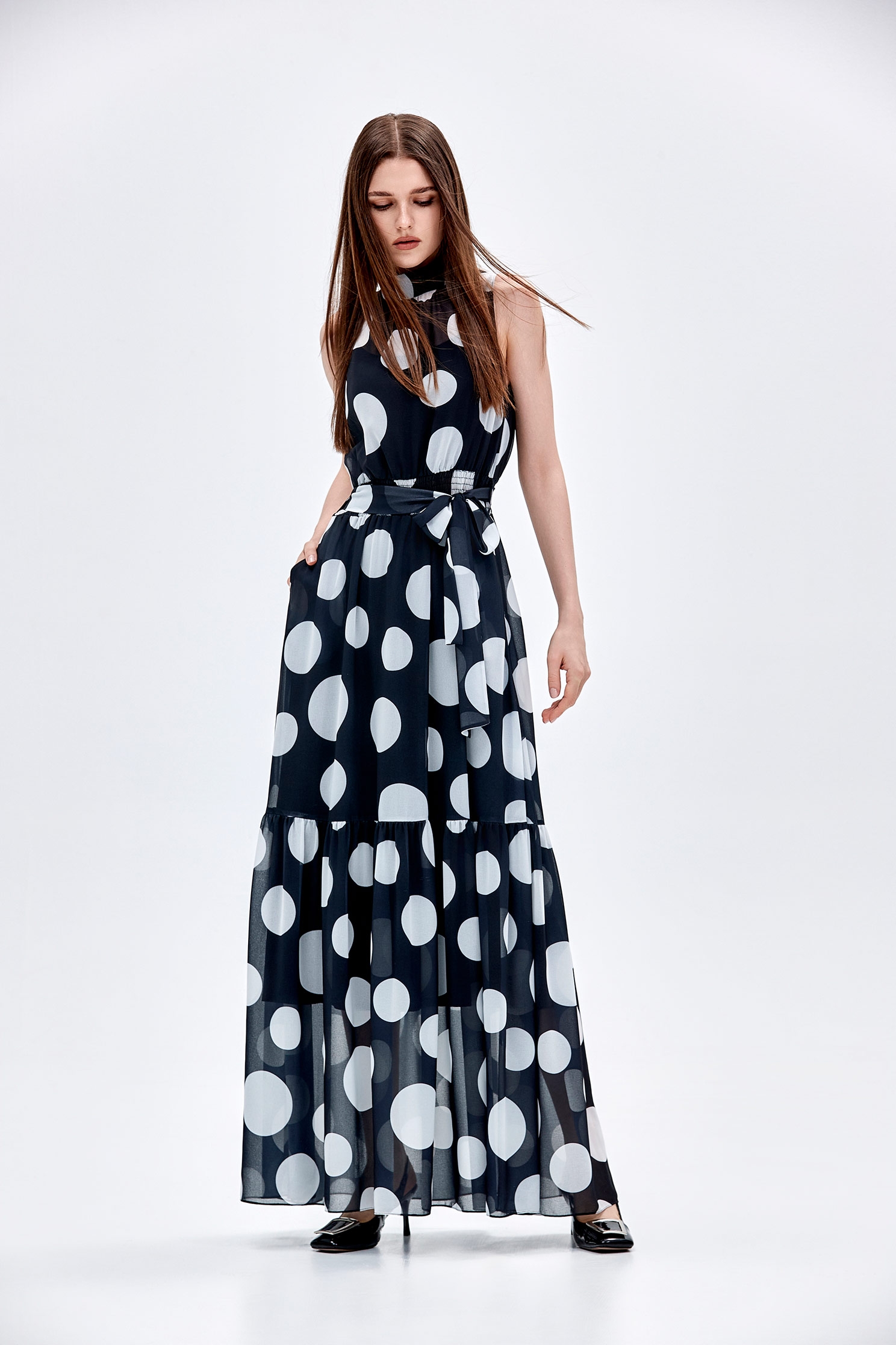 Sleeveless Polka Dot Maxi DressSleeveless Polka Dot Maxi Dress,Dresses,Chiffon dresses,dotcollection,Season (AW) Look,Maxi dresses,Chiffon,Chiffon dresses