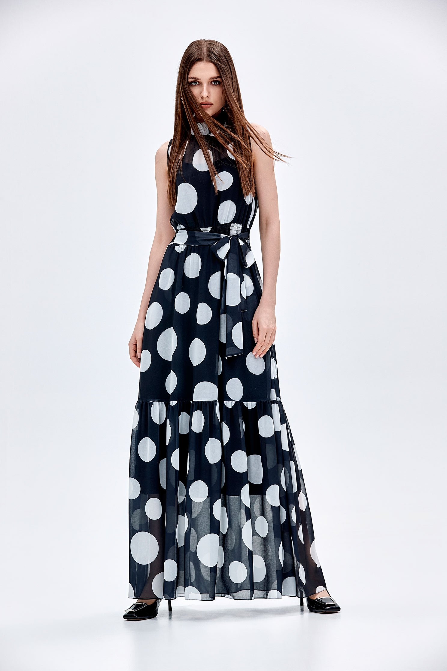 Sleeveless Polka Dot Maxi DressSleeveless Polka Dot Maxi Dress,Dresses,Chiffon dresses,dotcollection,Season (AW) Look,Maxi dresses,Chiffon,Chiffon dresses