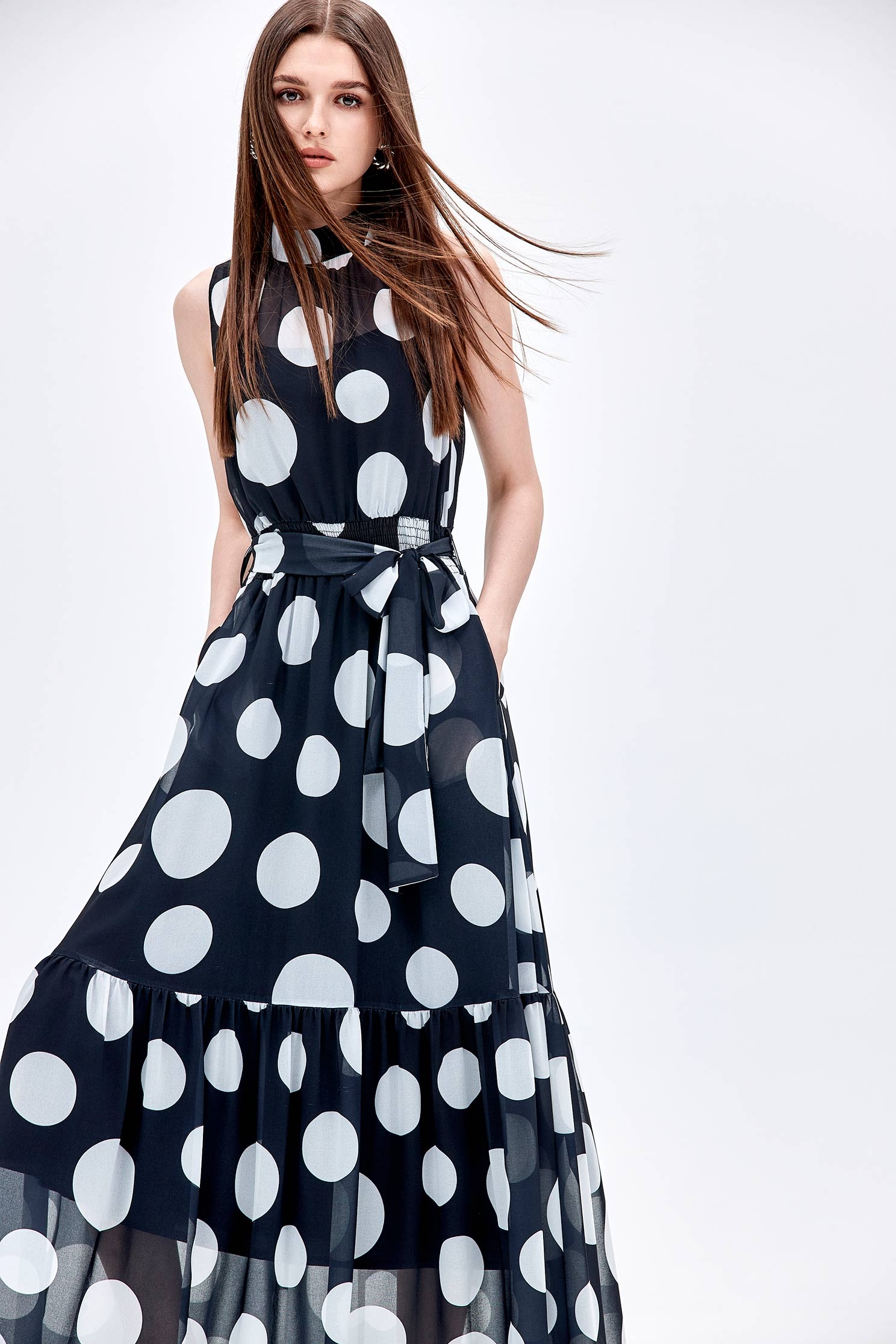 Sleeveless Polka Dot Maxi DressSleeveless Polka Dot Maxi Dress,Dresses,Chiffon dresses,dotcollection,Season (AW) Look,Maxi dresses,Chiffon,Chiffon dresses