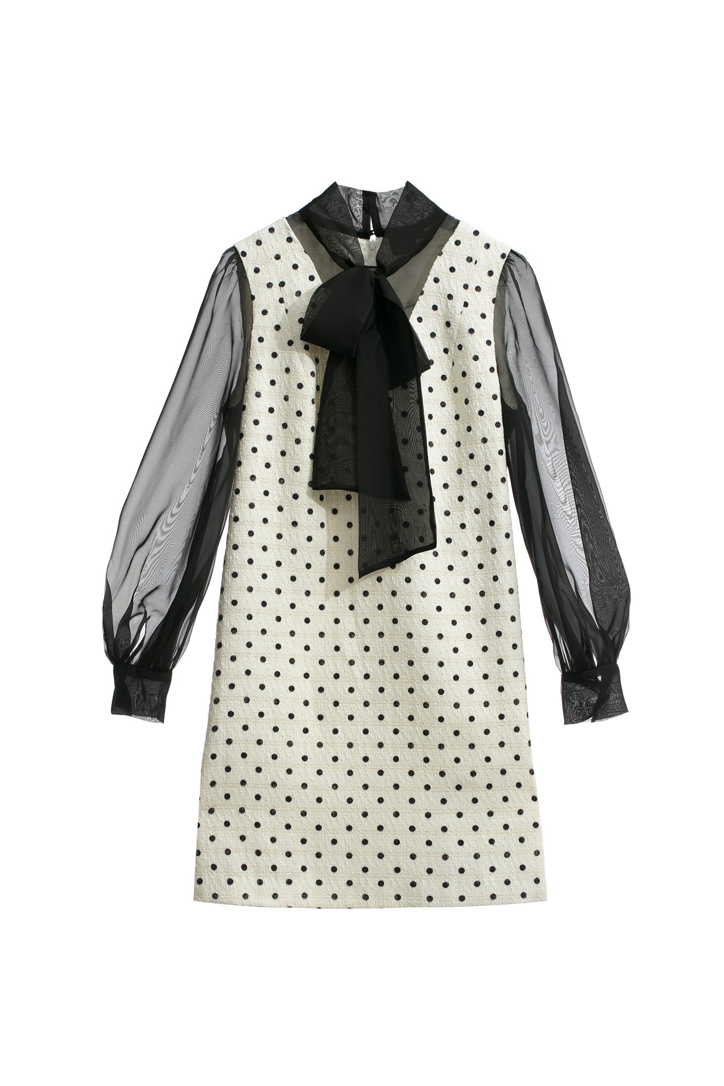 Retro Polka Dot Dress With Bow CollarRetro Polka Dot Dress With Bow Collar,Dresses,dotcollection,Season (AW) Look