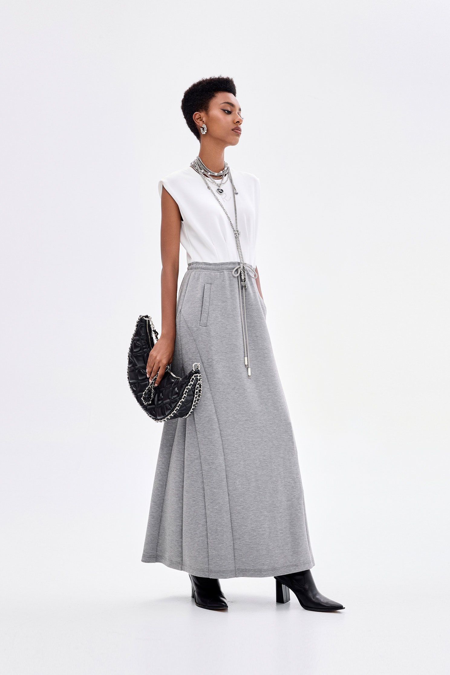 Sleeveless Drawstring Maxi DressSleeveless Drawstring Maxi Dress,Dresses,Season (AW) Look,Midi skirts