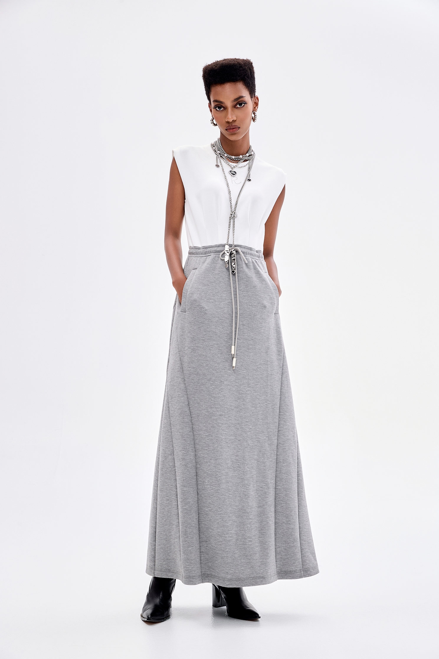 Sleeveless Drawstring Maxi DressSleeveless Drawstring Maxi Dress,Dresses,Season (AW) Look,Midi skirts