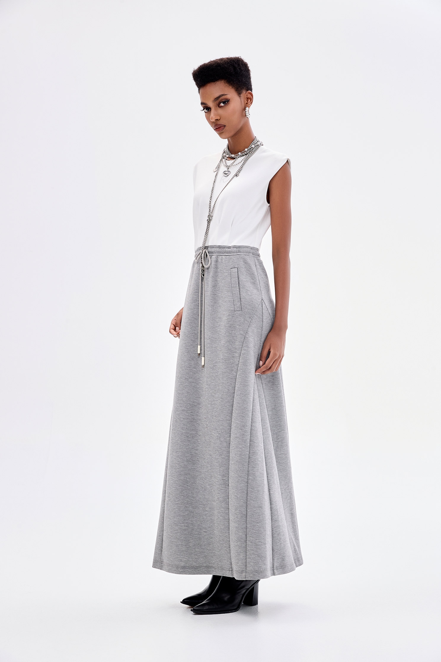 Sleeveless Drawstring Maxi DressSleeveless Drawstring Maxi Dress,Dresses,Season (AW) Look,Midi skirts