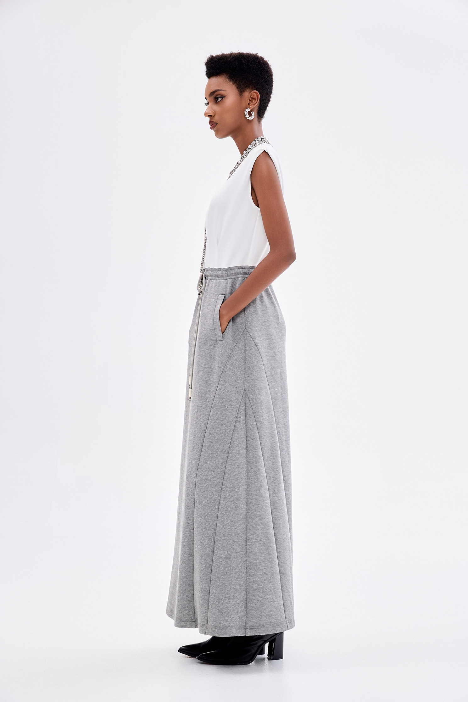 Sleeveless Drawstring Maxi DressSleeveless Drawstring Maxi Dress,Dresses,Season (AW) Look,Midi skirts