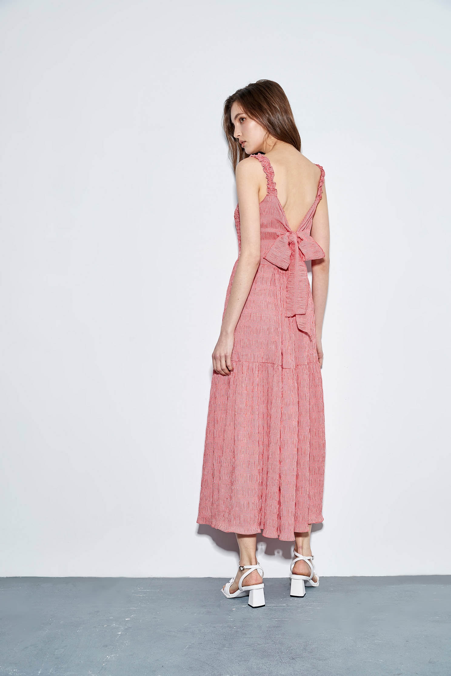 Red Sleeveless Low Back Mixi DressLong dress with folding design,Open back dresses,travelwear,Season (SS) Look,mothergift,coolsummer,Maxi dresses