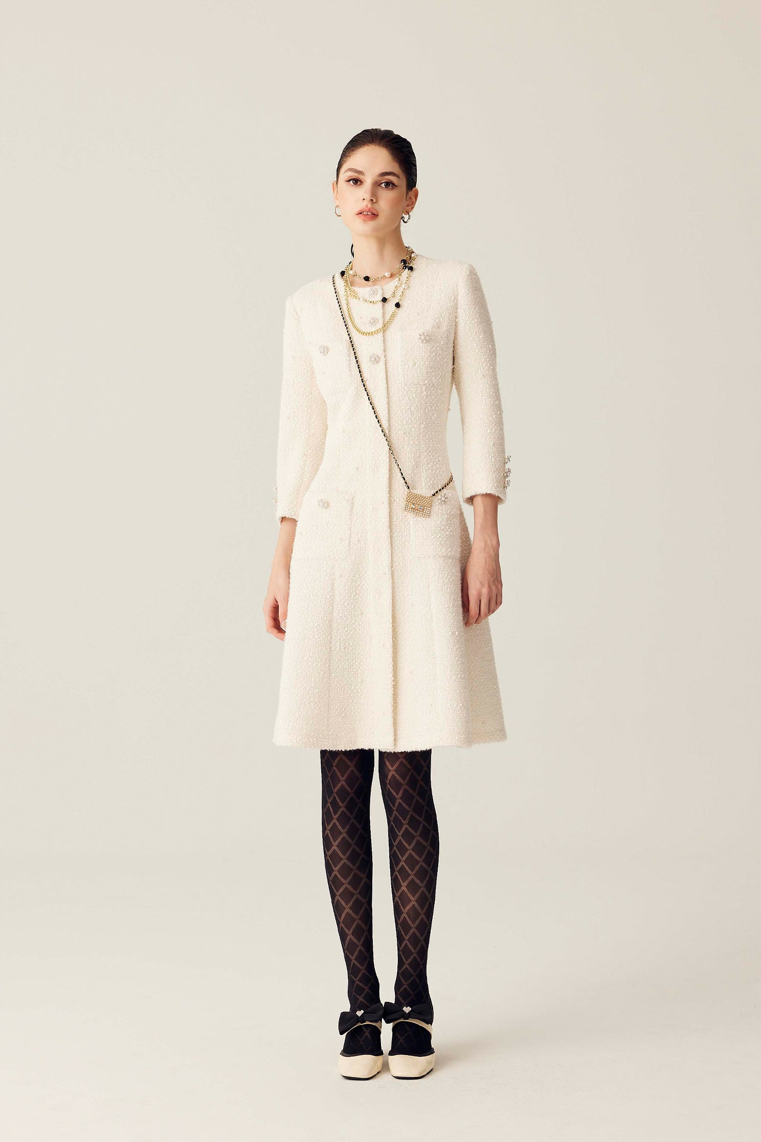 Cream Colour Pearl Coat DressCream Colour Pearl Coat Dress,Dresses,Season (SS) Look,pearl