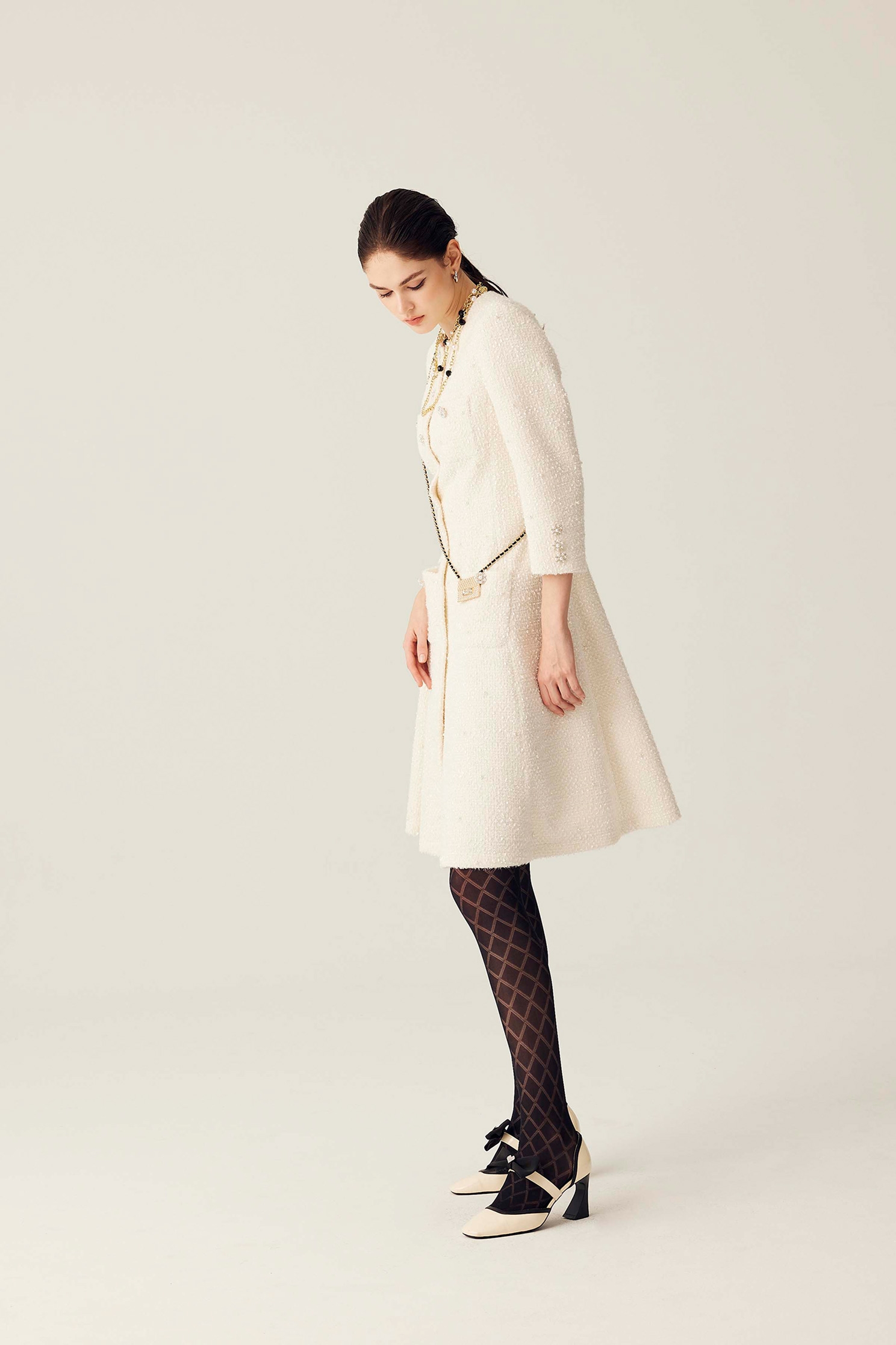 Cream Colour Pearl Coat DressCream Colour Pearl Coat Dress,Dresses,Season (SS) Look,pearl