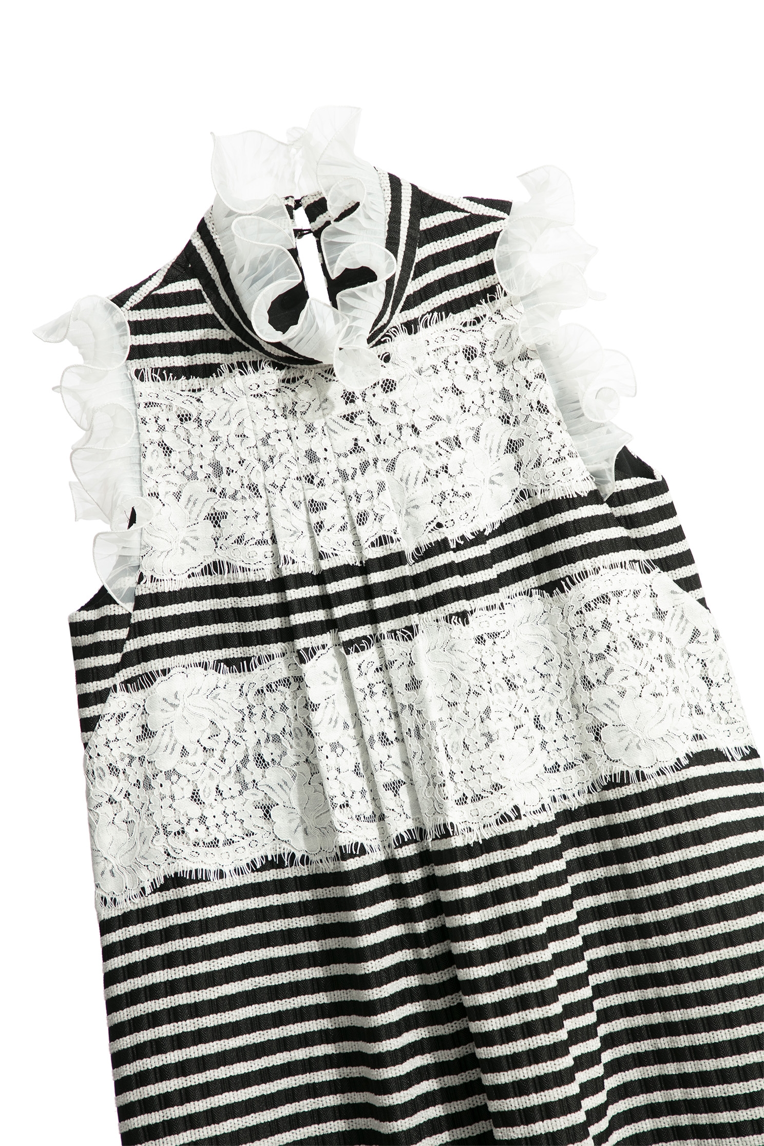 Sleeveless Black White Stripe Lace DressSleeveless Black White Stripe Lace Dress,Dresses,Season (SS) Look,Stripe,Maxi dresses