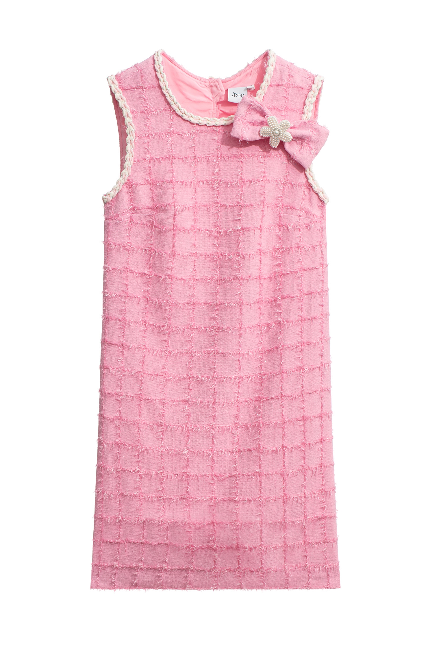 Sleeveless Fringe Pink DressSleeveless Fringe Pink Dress,Dresses,Season (SS) Look,Plaid,pearl