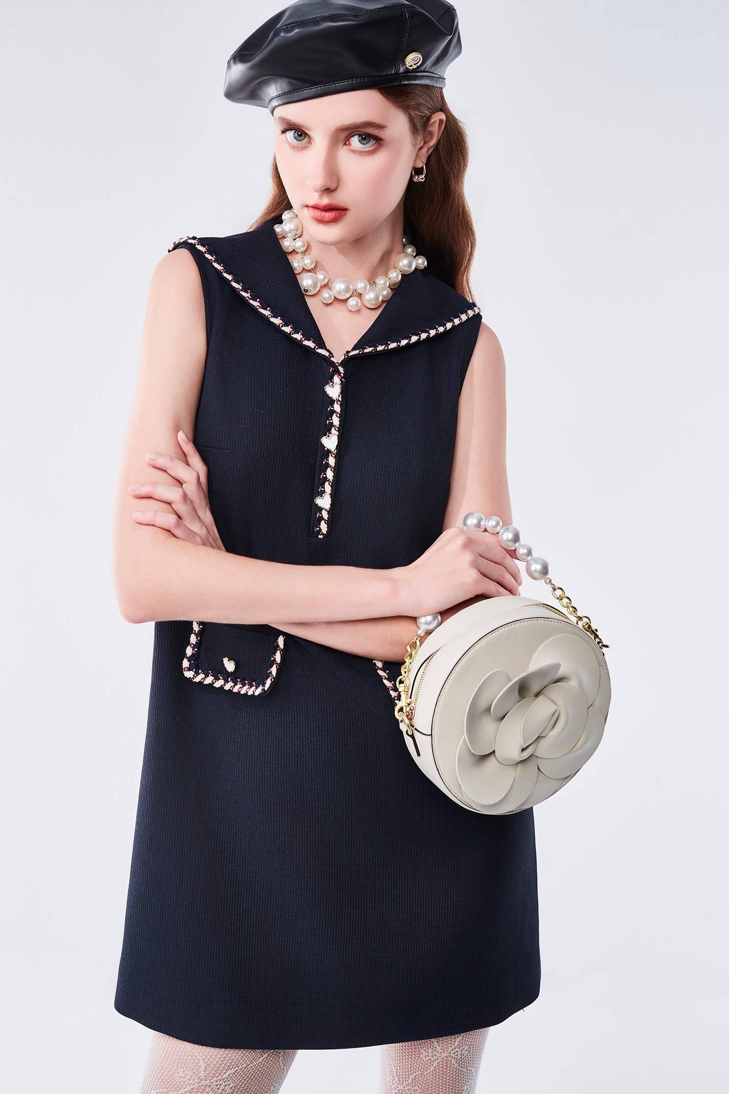 Sleeveless Navy Dress With Contrast Trim DetailSleeveless Navy Dress With Contrast Trim Detail,Dresses,Season (AW) Look